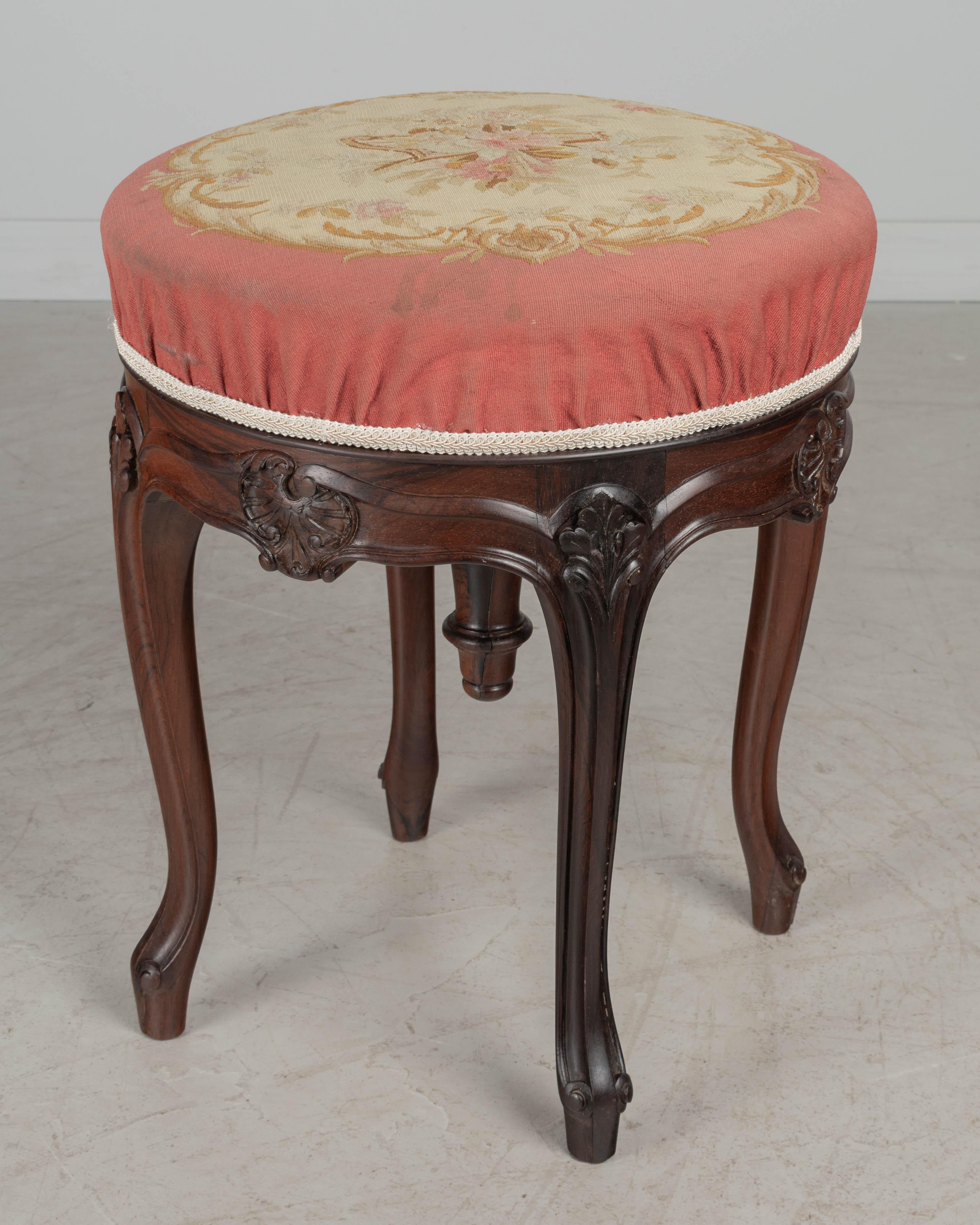 Tapestry 19th Century Louis XV Style French Adjustable Stool For Sale