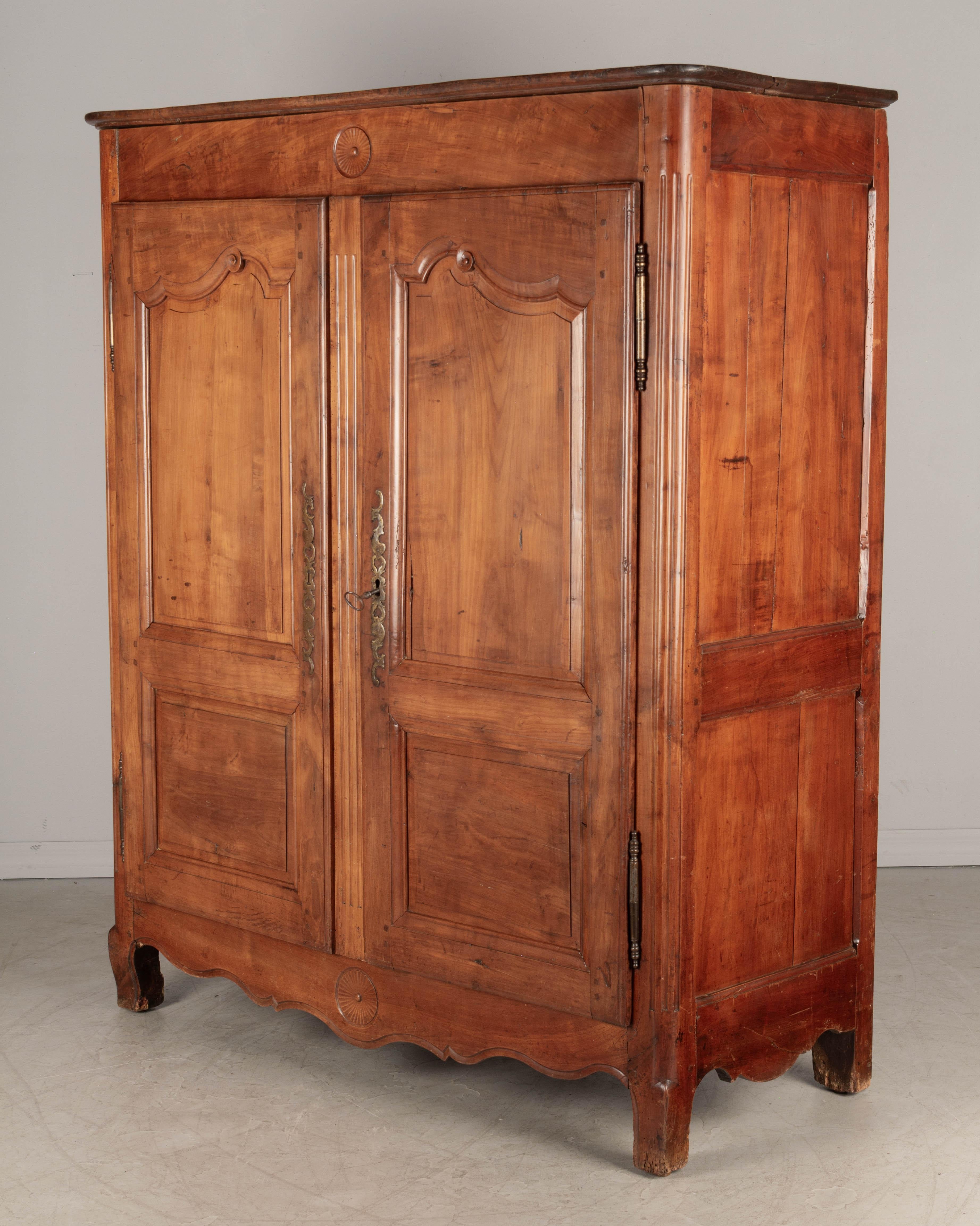 Hand-Carved 19th Century Louis XV Style French Armoire or Wardrobe For Sale