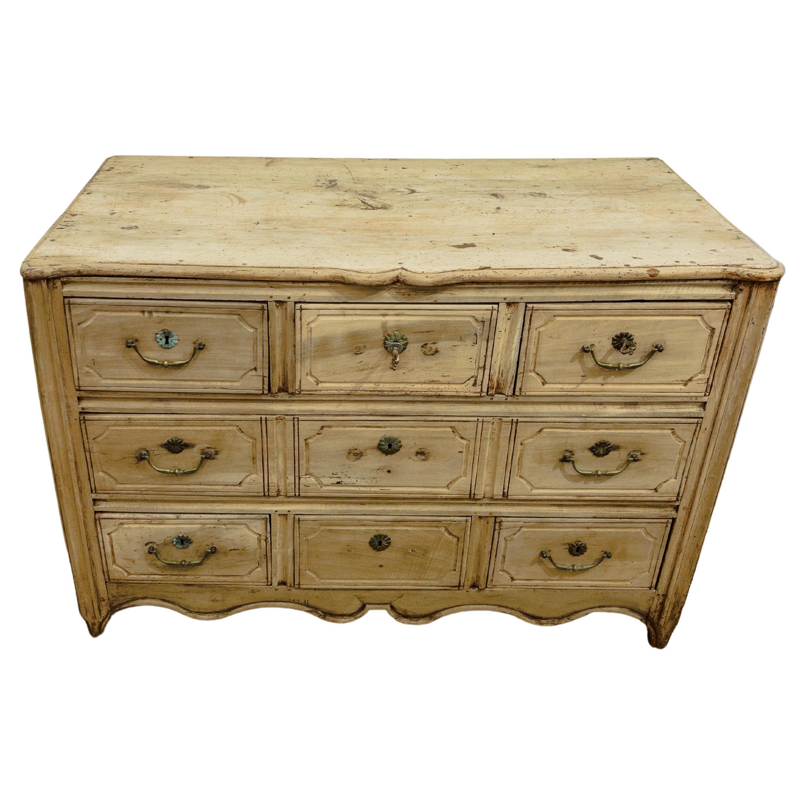 19th Century Louis XV Style French Commode of Lightened Walnut