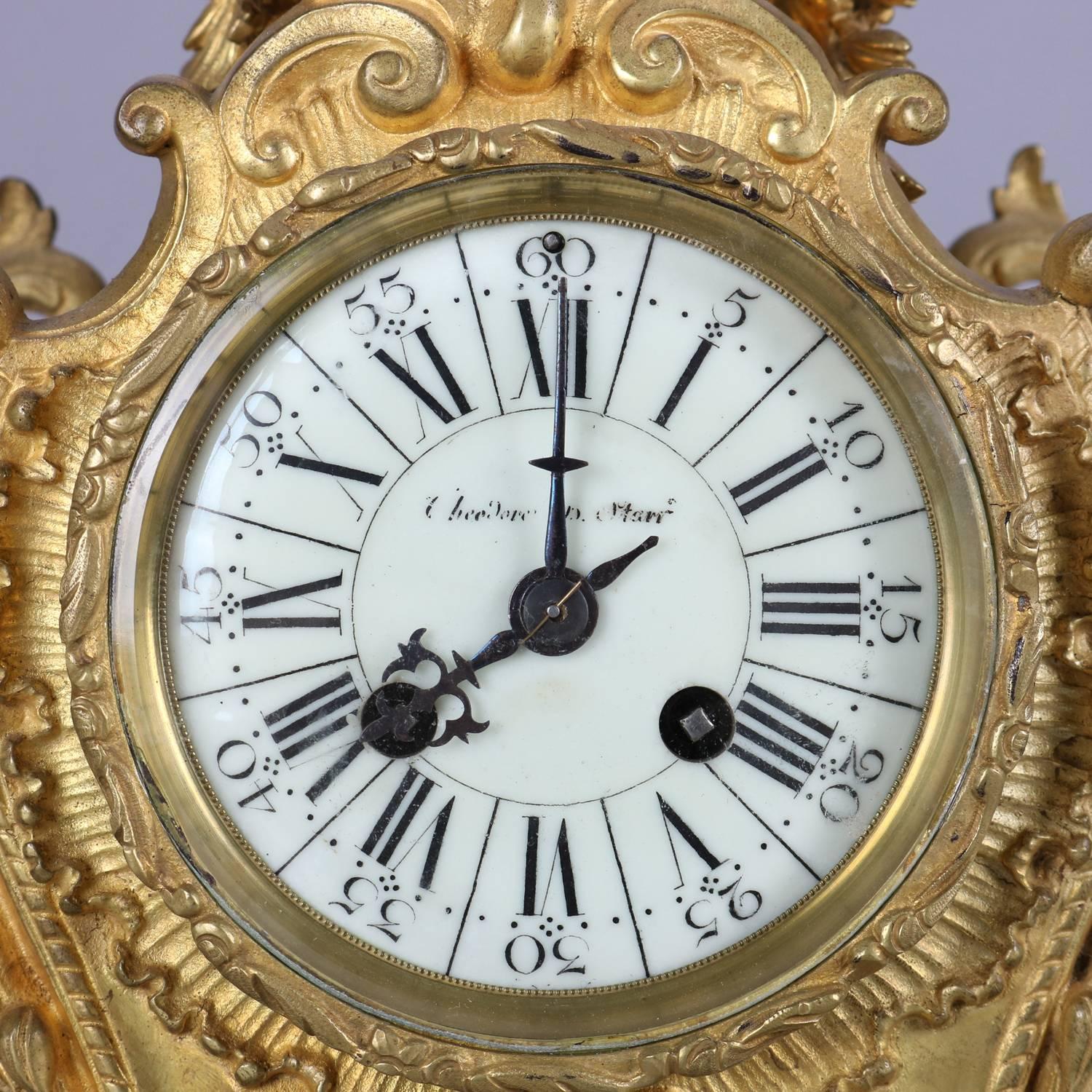 19th Century Louis XV Style French Etienne Maxant Brevete Mantel Clock 6