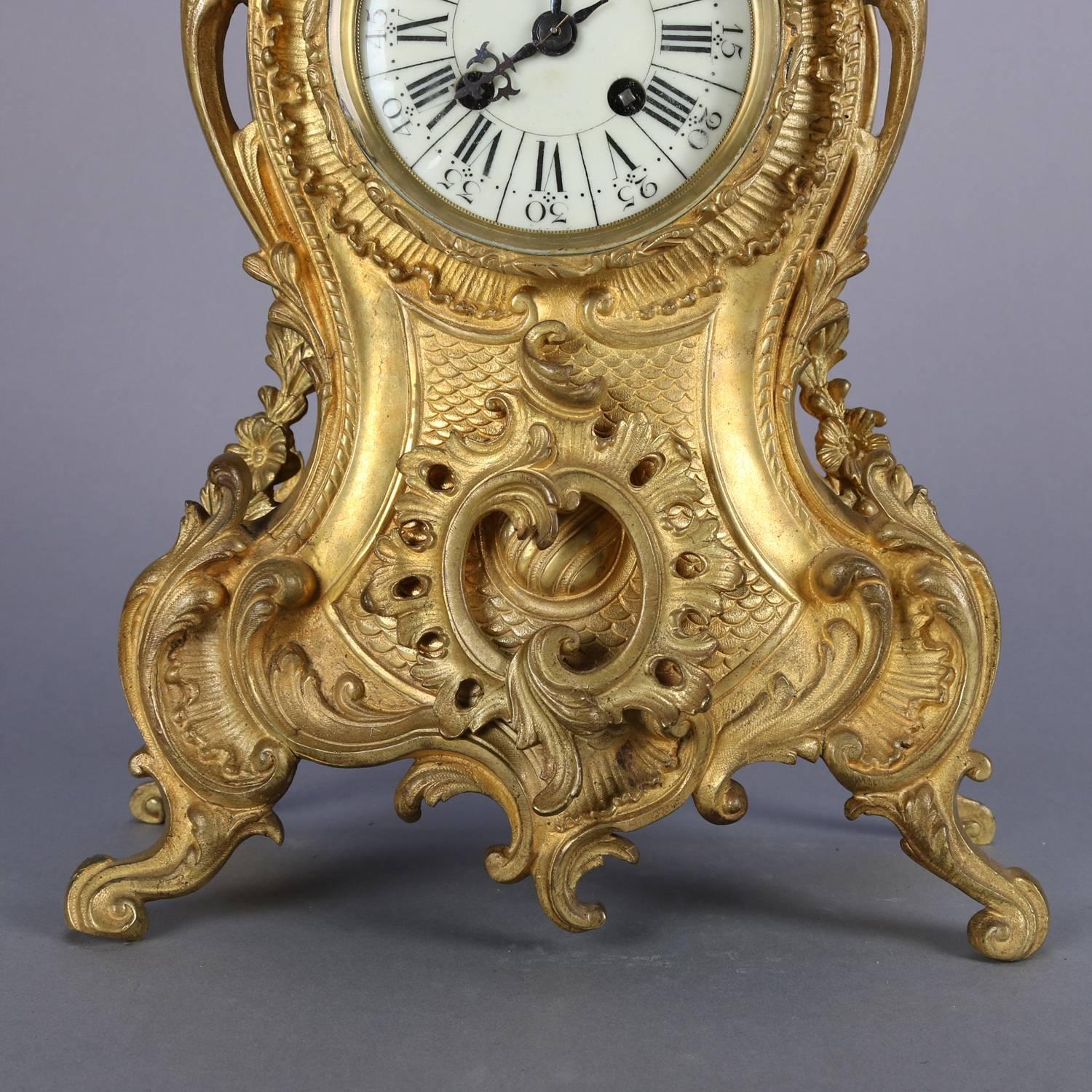 Rococo 19th Century Louis XV Style French Etienne Maxant Brevete Mantel Clock
