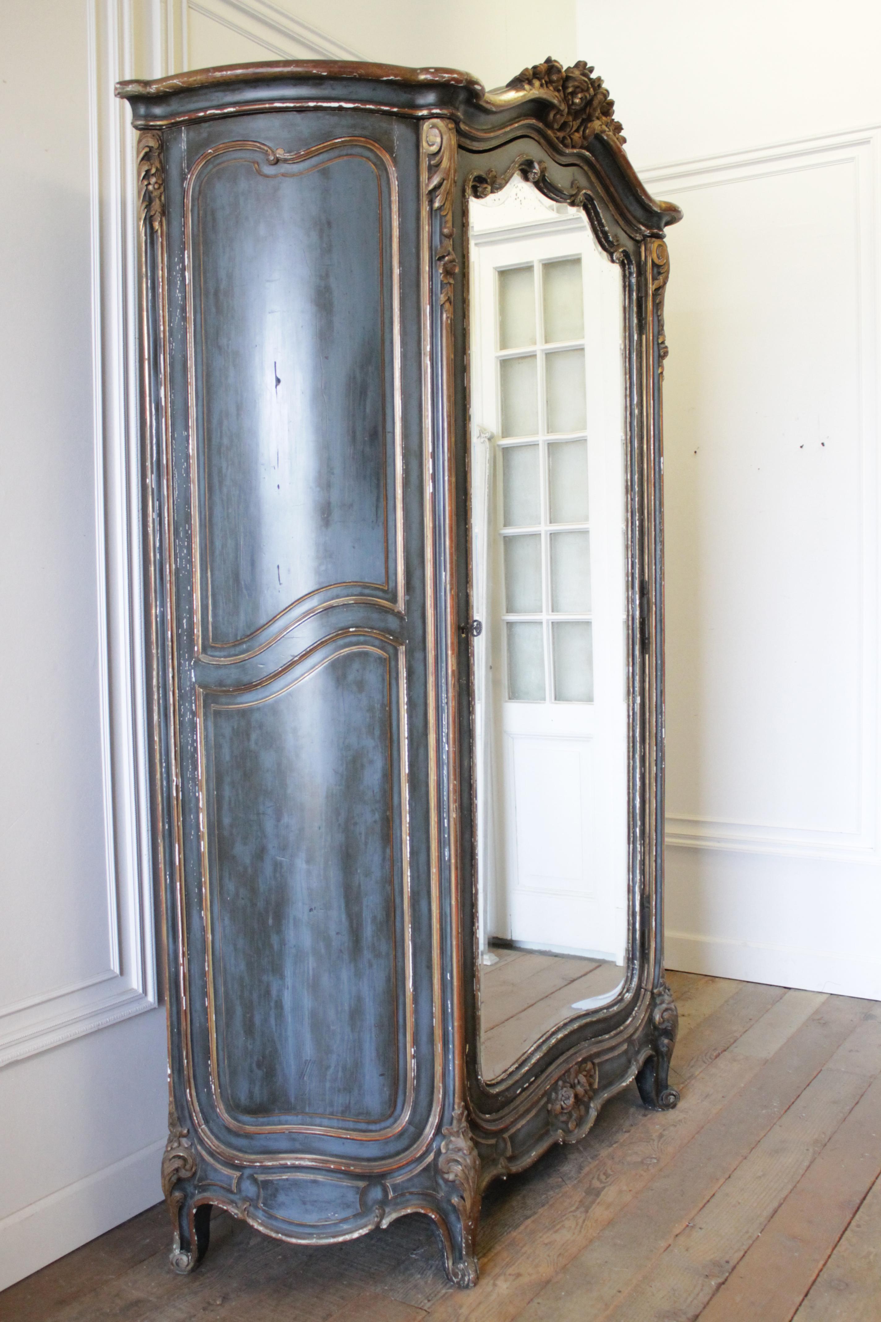 19th Century Louis XV Style French Polychromed Armoire For Sale 12