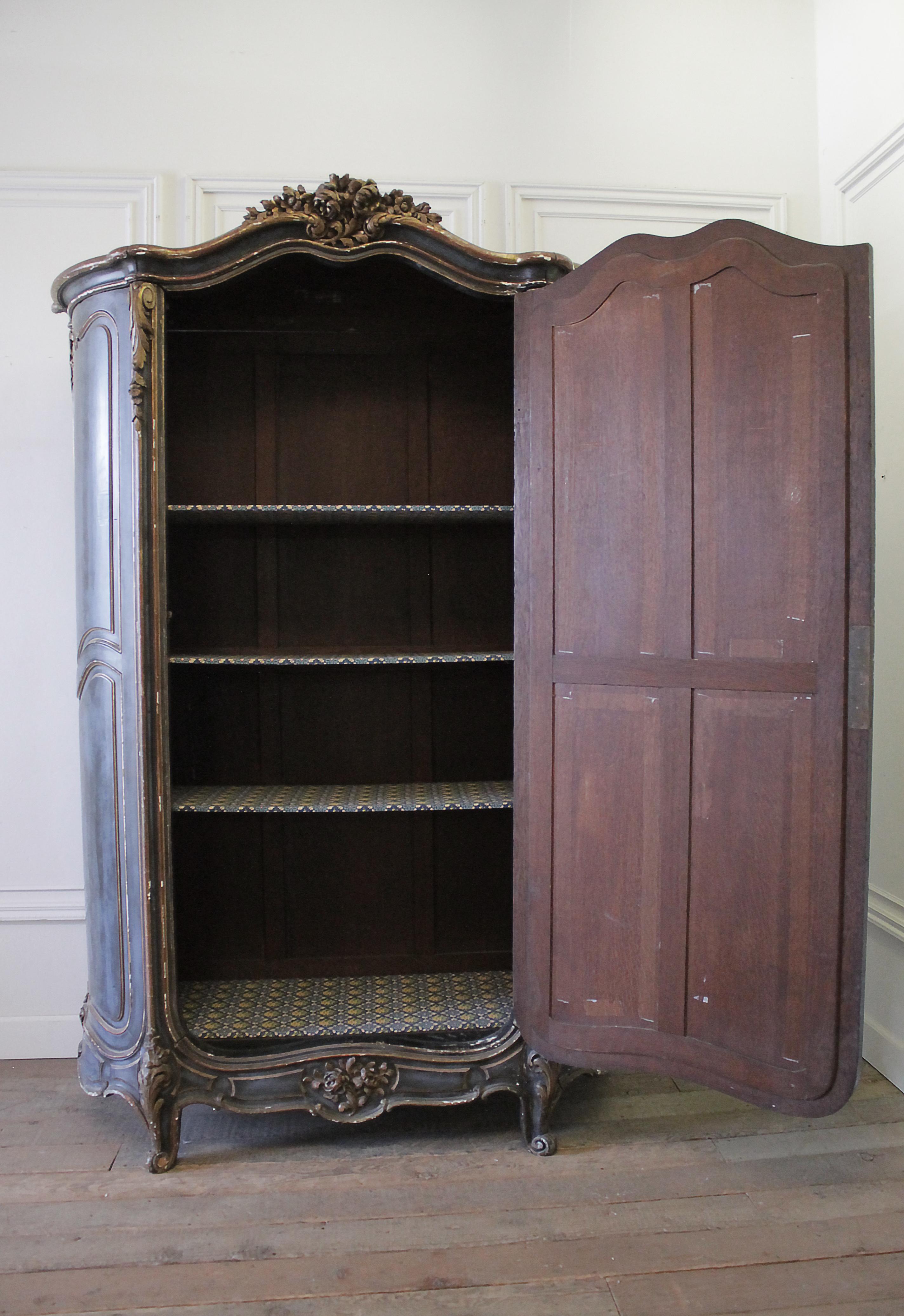 19th Century Louis XV Style French Polychromed Armoire For Sale 13