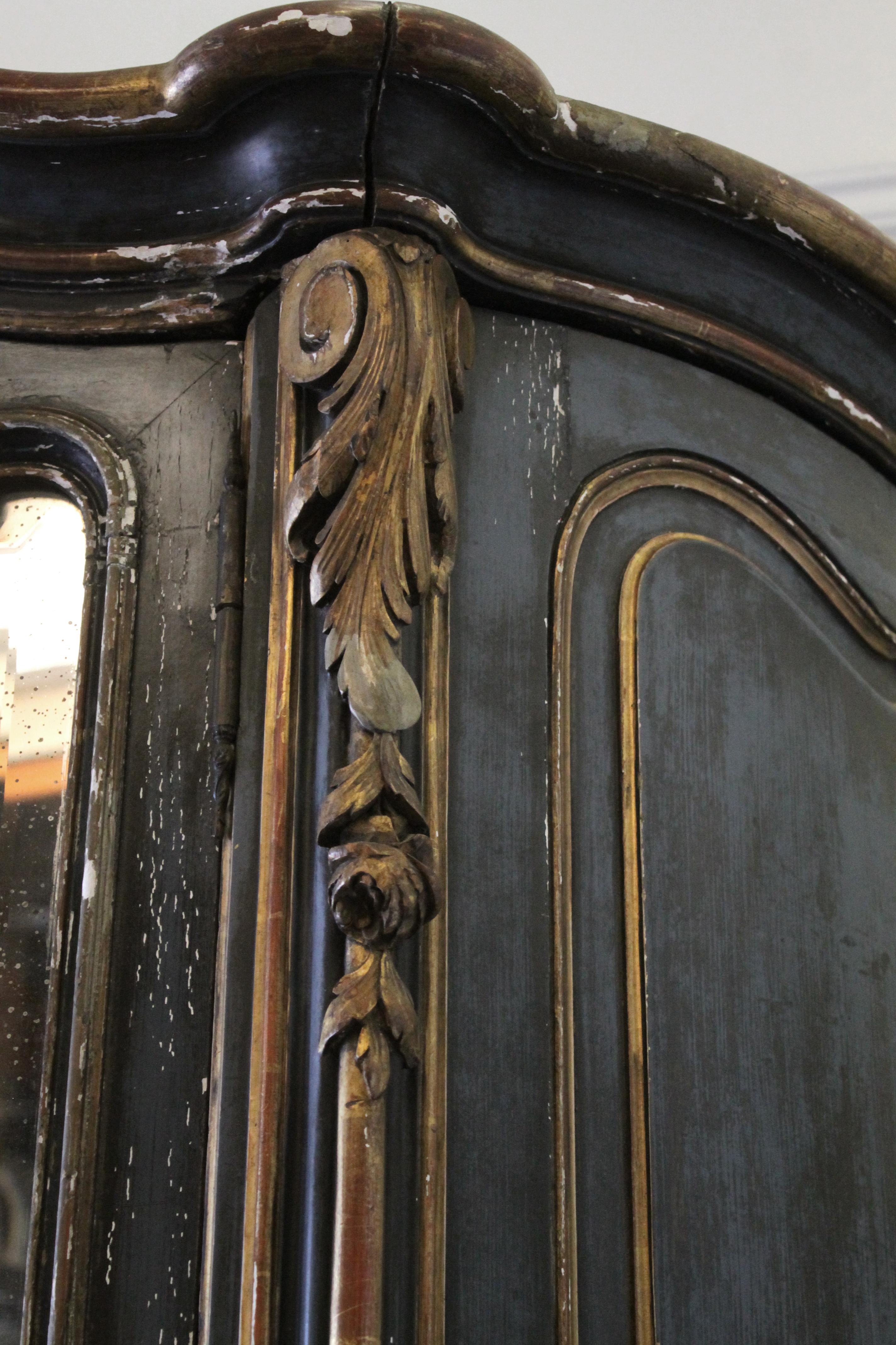 English 19th Century Louis XV Style French Polychromed Armoire For Sale