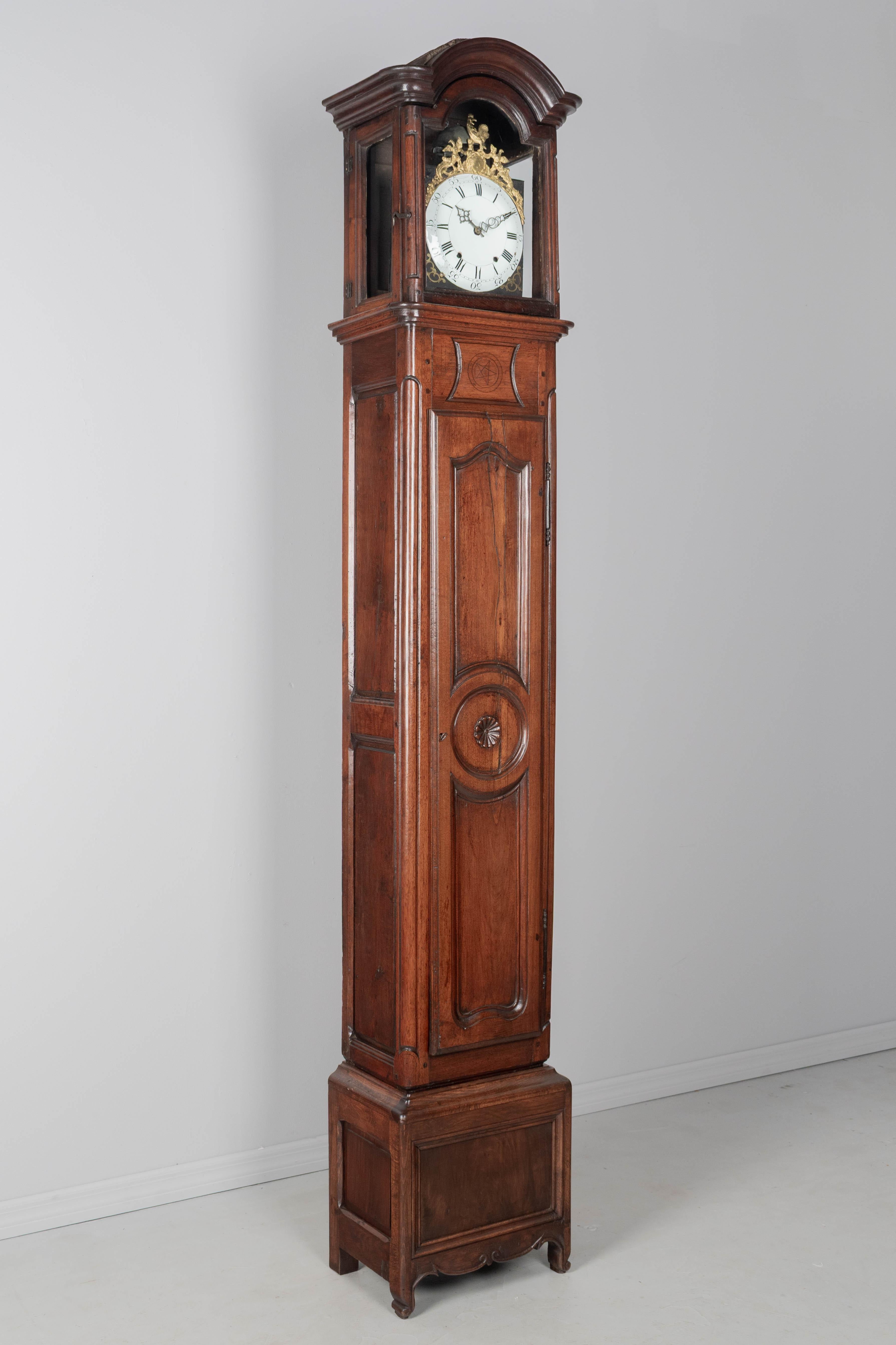 Hand-Crafted 19th Century Louis XV Style French Tall Case Clock For Sale