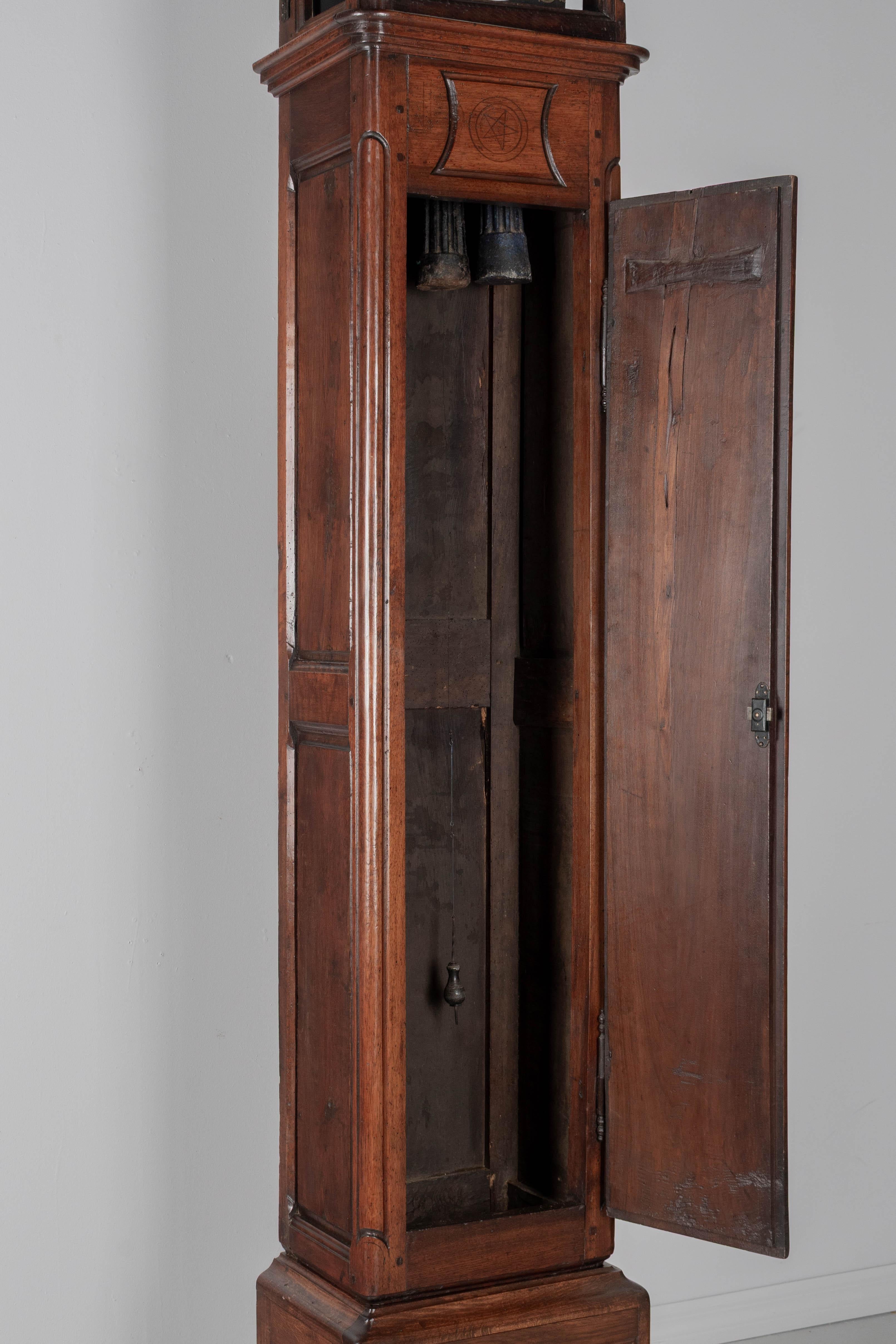 Enamel 19th Century Louis XV Style French Tall Case Clock For Sale