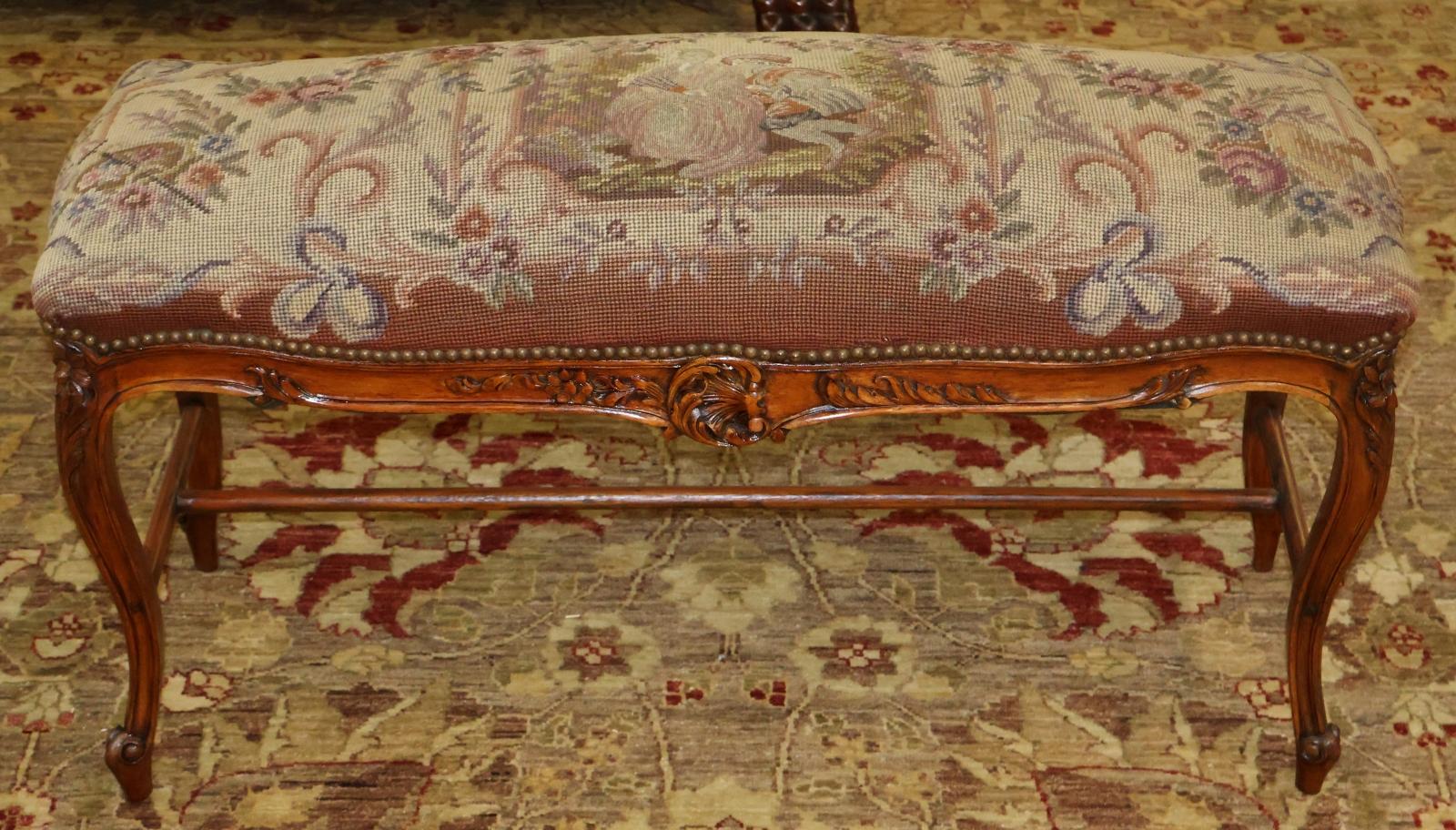 Late 19th Century Louis XV Style French Walnut Needlepoint Stool Bench

Dimensions : 38