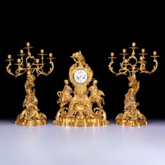 Orologio in bronzo dorato del XIX secolo in stile Luigi XV di Ch. Drieu, Parigi