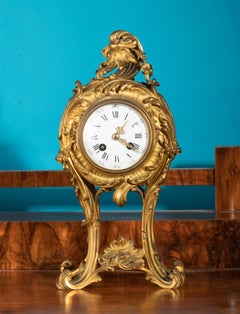 19th Century Louis XV Style Gilt Bronze Pendule Clock