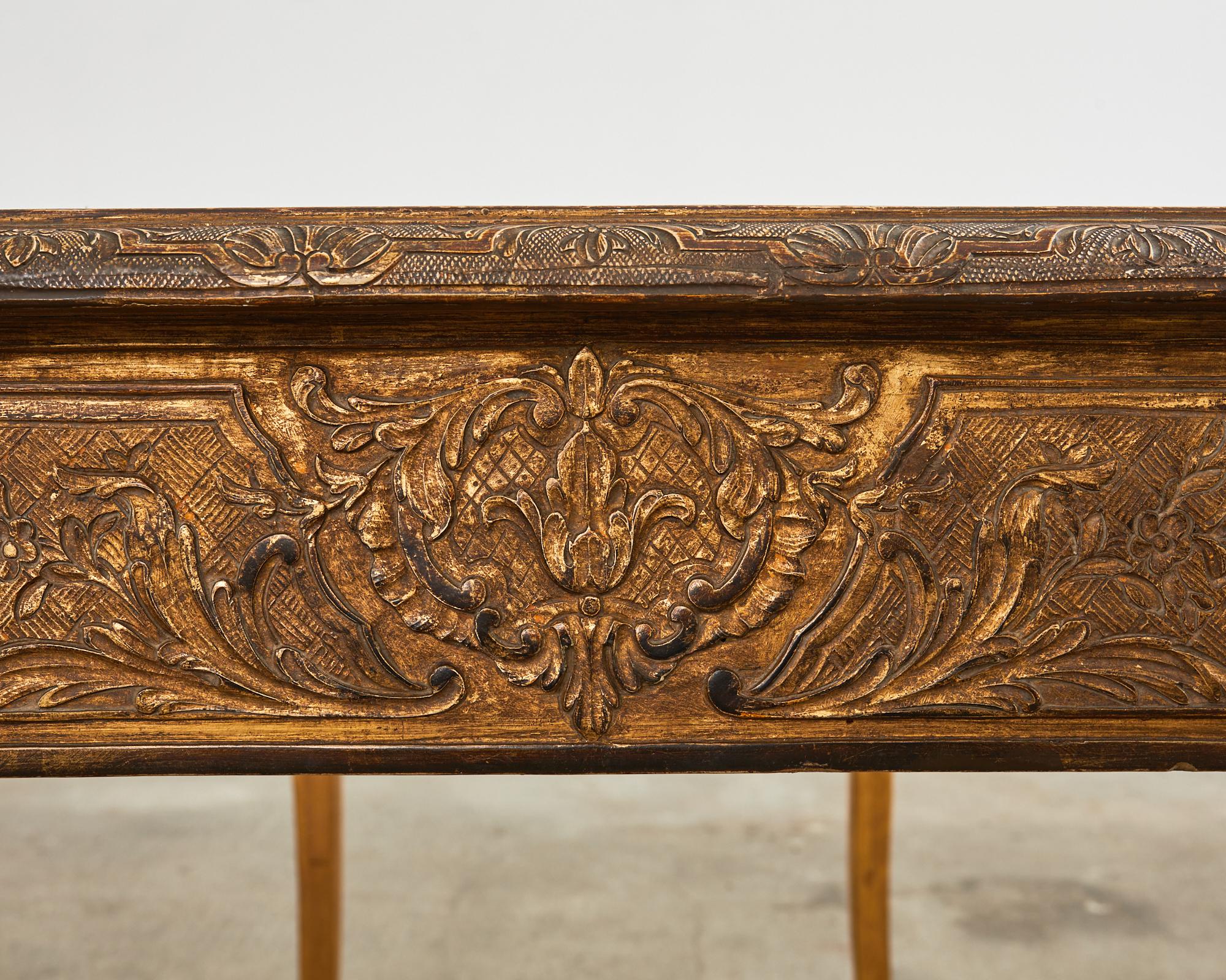19th Century Louis XV Style Gilt Carved Writing Table Desk For Sale 14