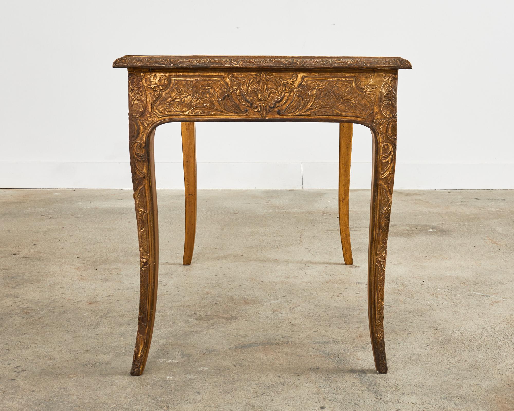 19th Century Louis XV Style Gilt Carved Writing Table Desk For Sale 3