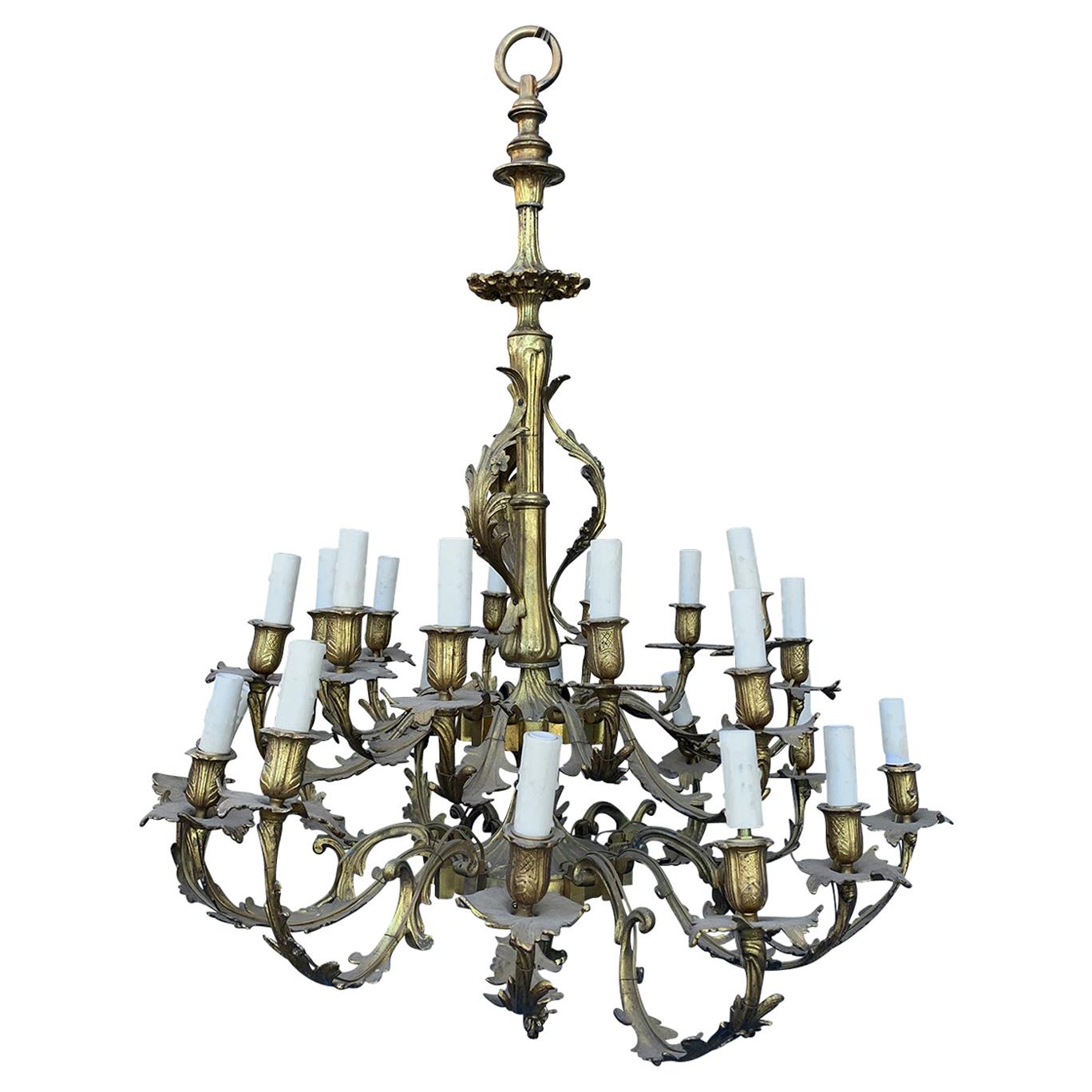 19th Century Louis XV Style Gilt Metal Chandelier