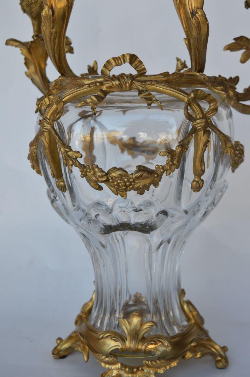 19th Century Louis XV Style Glass and Gild Ormolu Candelabra by Henri Vian For Sale 7