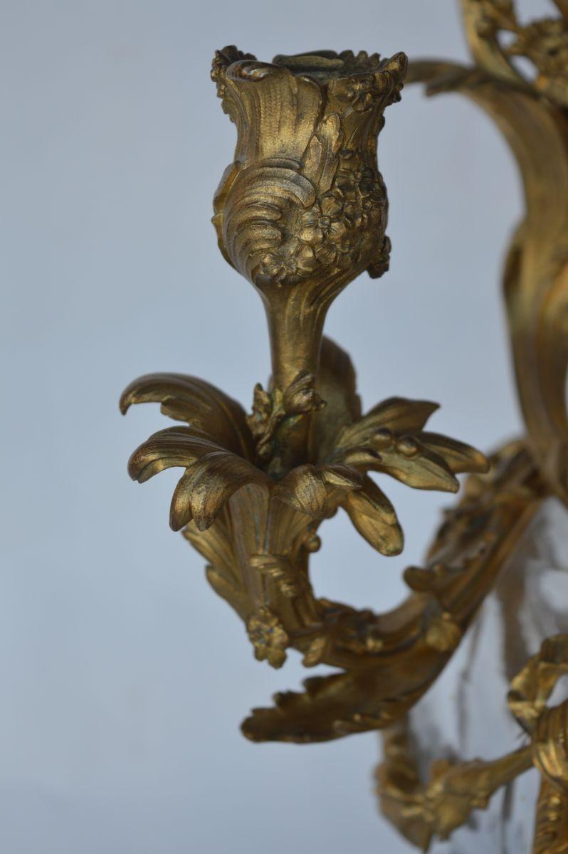 19th Century Louis XV Style Glass and Gild Ormolu Candelabra by Henri Vian For Sale 9