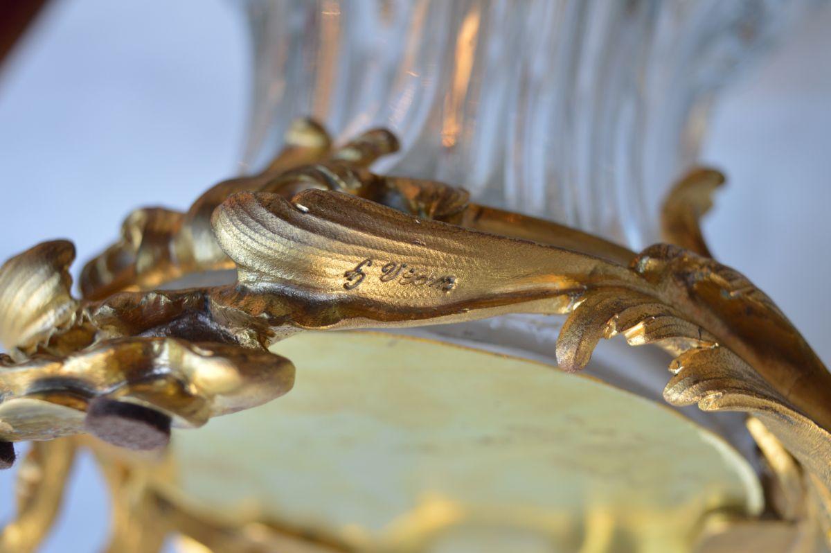 19th Century Louis XV Style Glass and Gild Ormolu Candelabra by Henri Vian For Sale 10