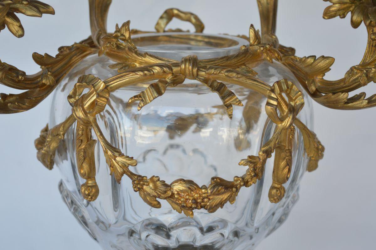 Candelabro de vidrio y ormolu dorado estilo Luis XV del siglo XIX de Henri Vian en Bueno estado para la venta en Los Angeles, CA