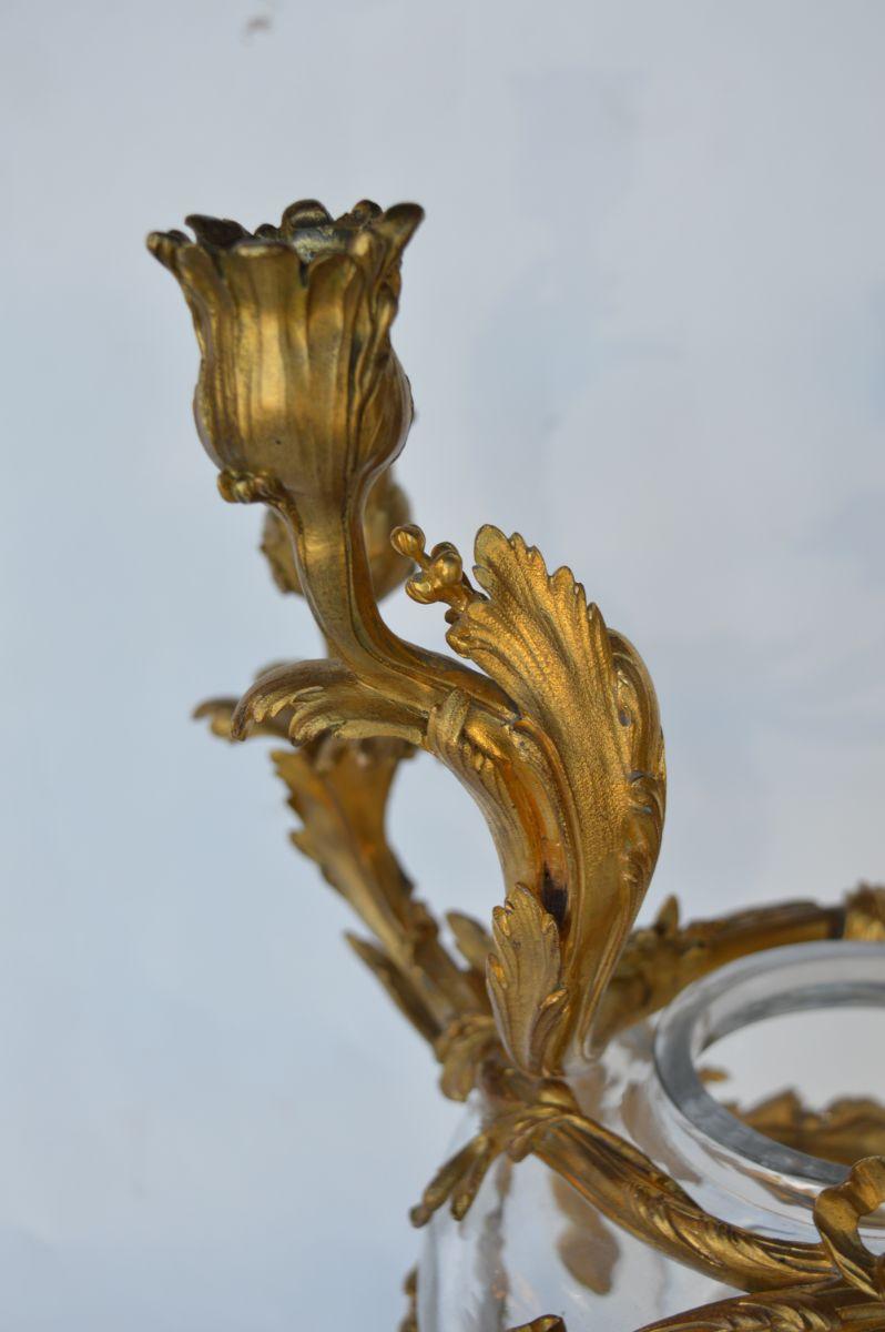 19th Century Louis XV Style Glass and Gild Ormolu Candelabra by Henri Vian For Sale 1