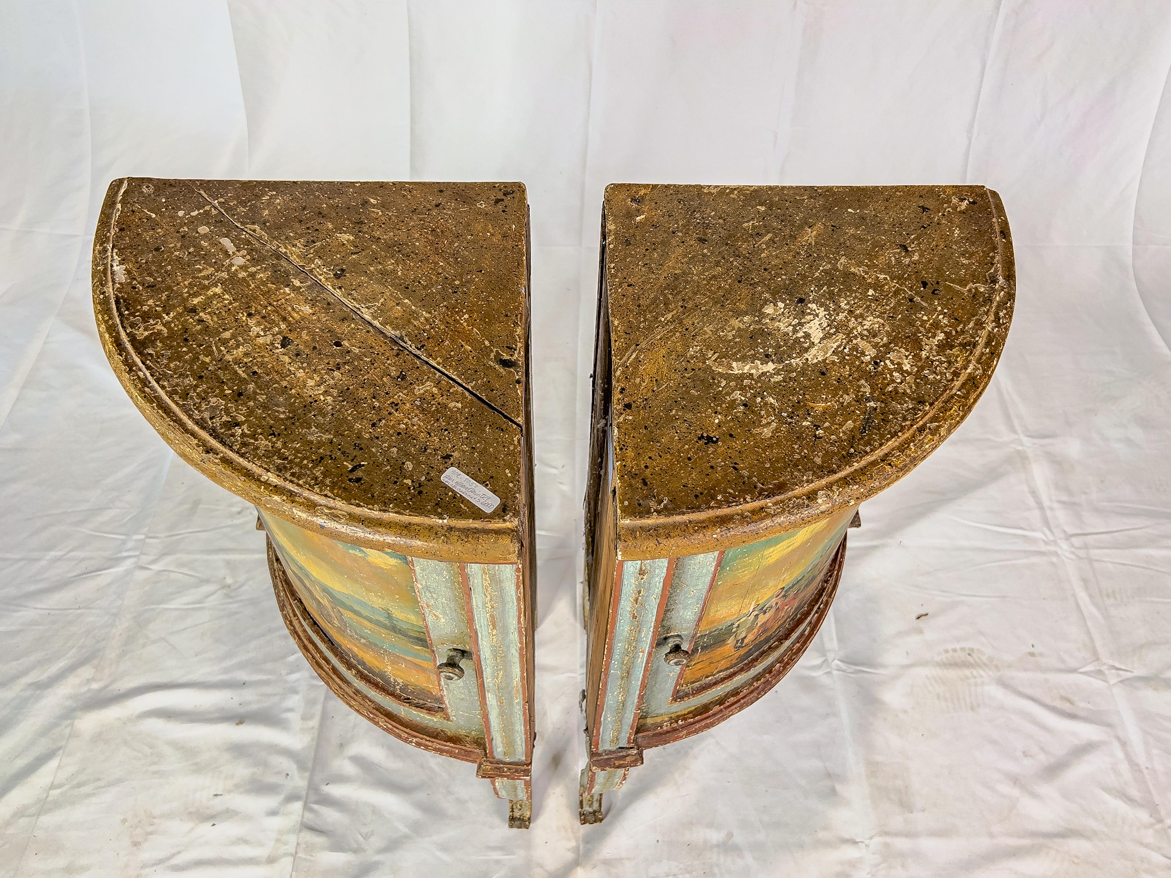 19th Century Louis XV Style Hand-Painted Corner Cabinets For Sale 7