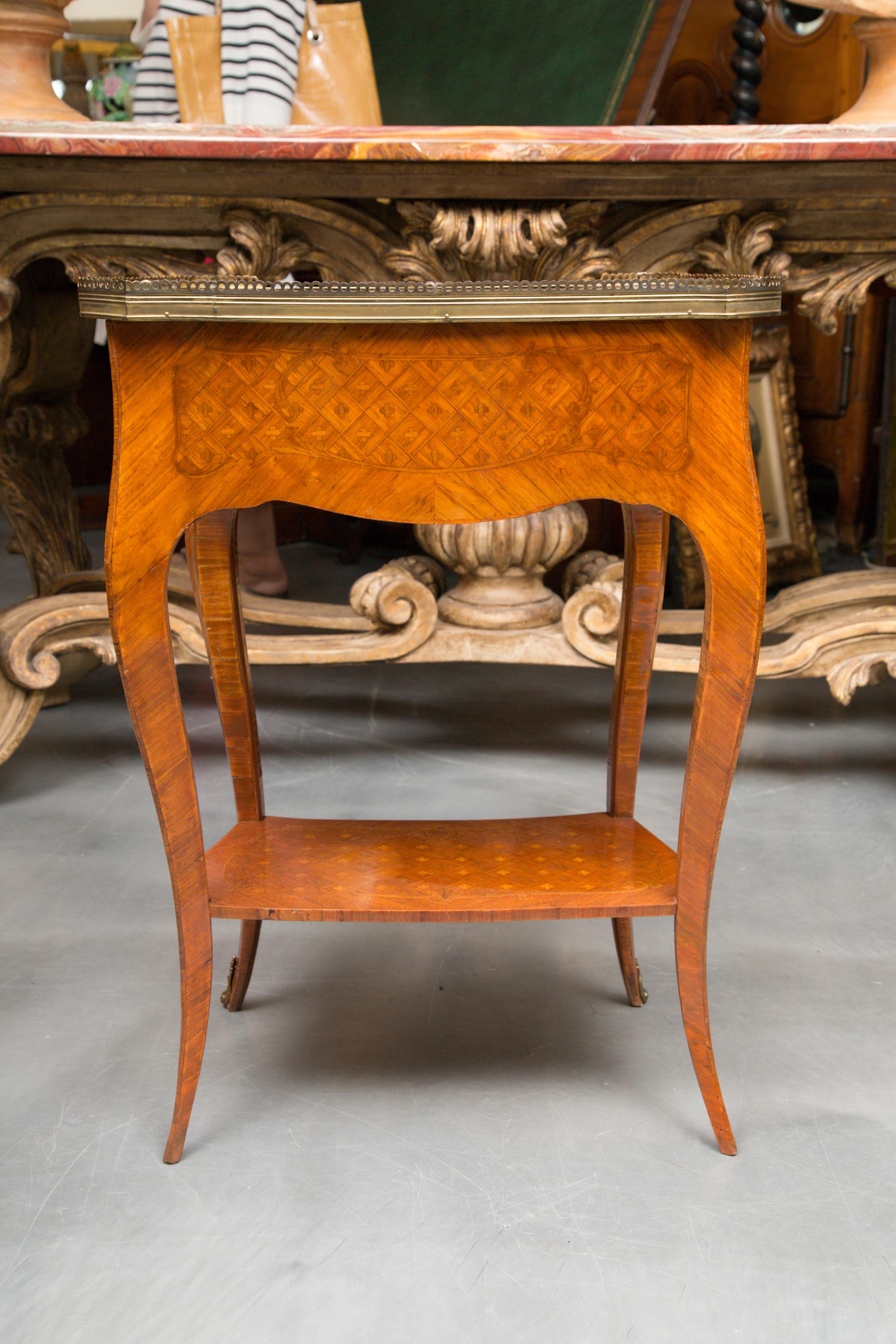 Hand-Carved 19th Century Louis XV Style Inlaid Side Table