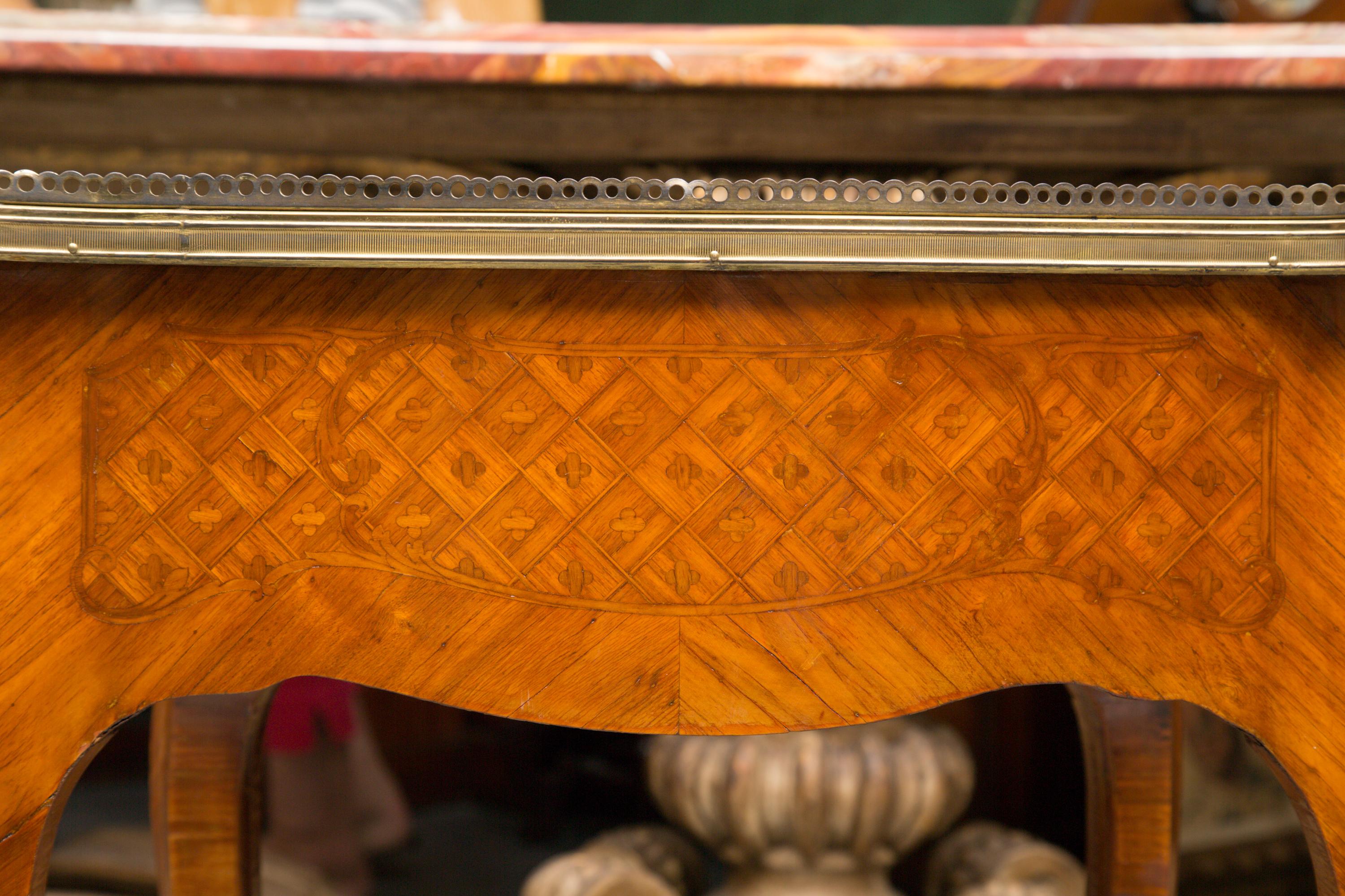 19th Century Louis XV Style Inlaid Side Table In Good Condition In WEST PALM BEACH, FL