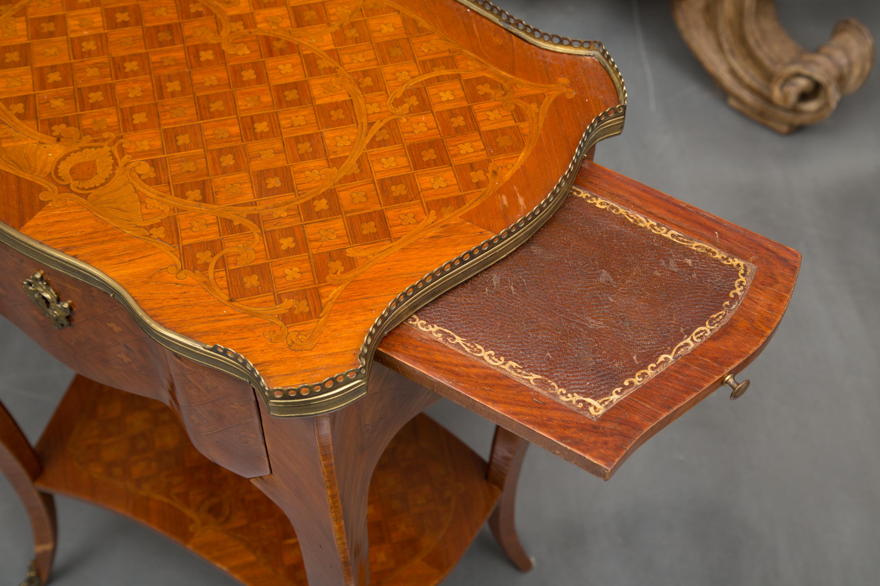 Satinwood 19th Century Louis XV Style Inlaid Side Table