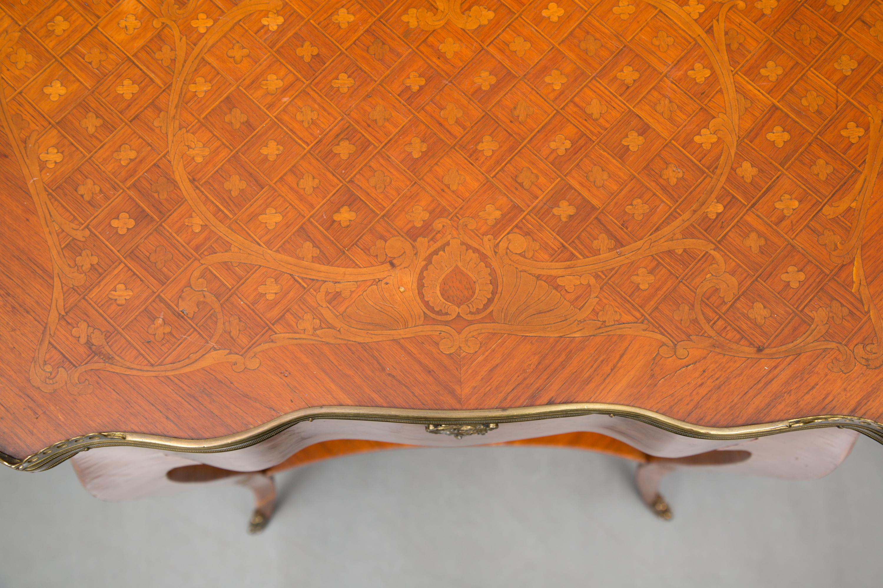 19th Century Louis XV Style Inlaid Side Table 1