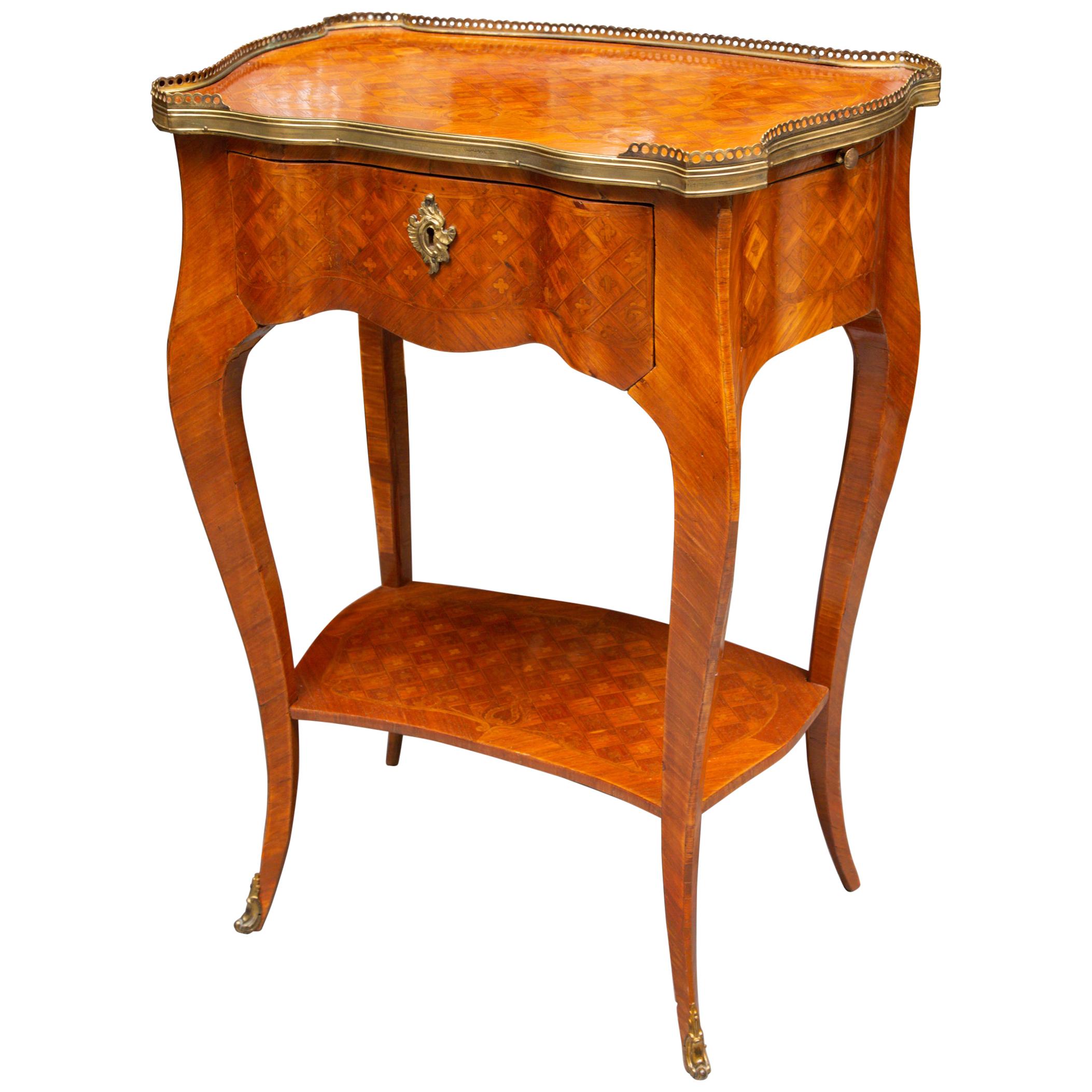 19th Century Louis XV Style Inlaid Side Table