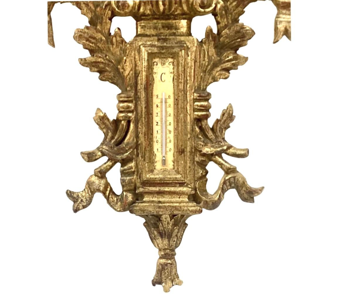 20th Century 19th Century Louis XV Style Italian Giltwood Barometer For Sale
