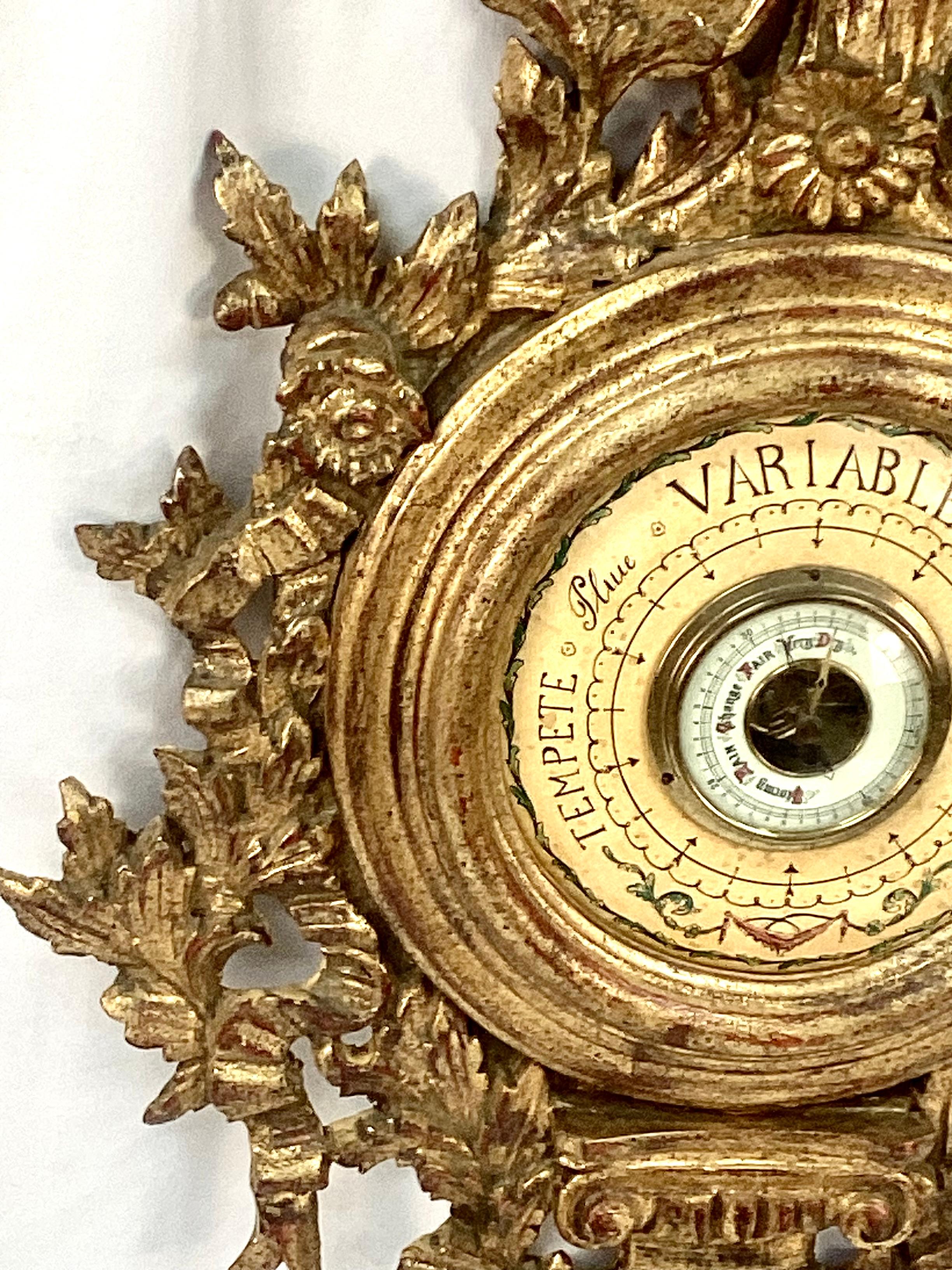 Italienisches Giltholz-Barometer im Stil Ludwigs XV. des 19. im Angebot 2