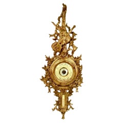 Antique 19th Century Louis XV Style Italian Giltwood Barometer