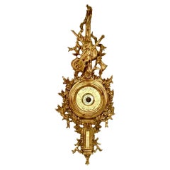 19th Century Louis XV Style Italian Giltwood Barometer