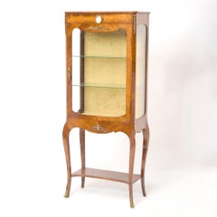 19th Century Louis XV Style Kingwood Vitrine / Bronze Mounts / Porcelain Plaque