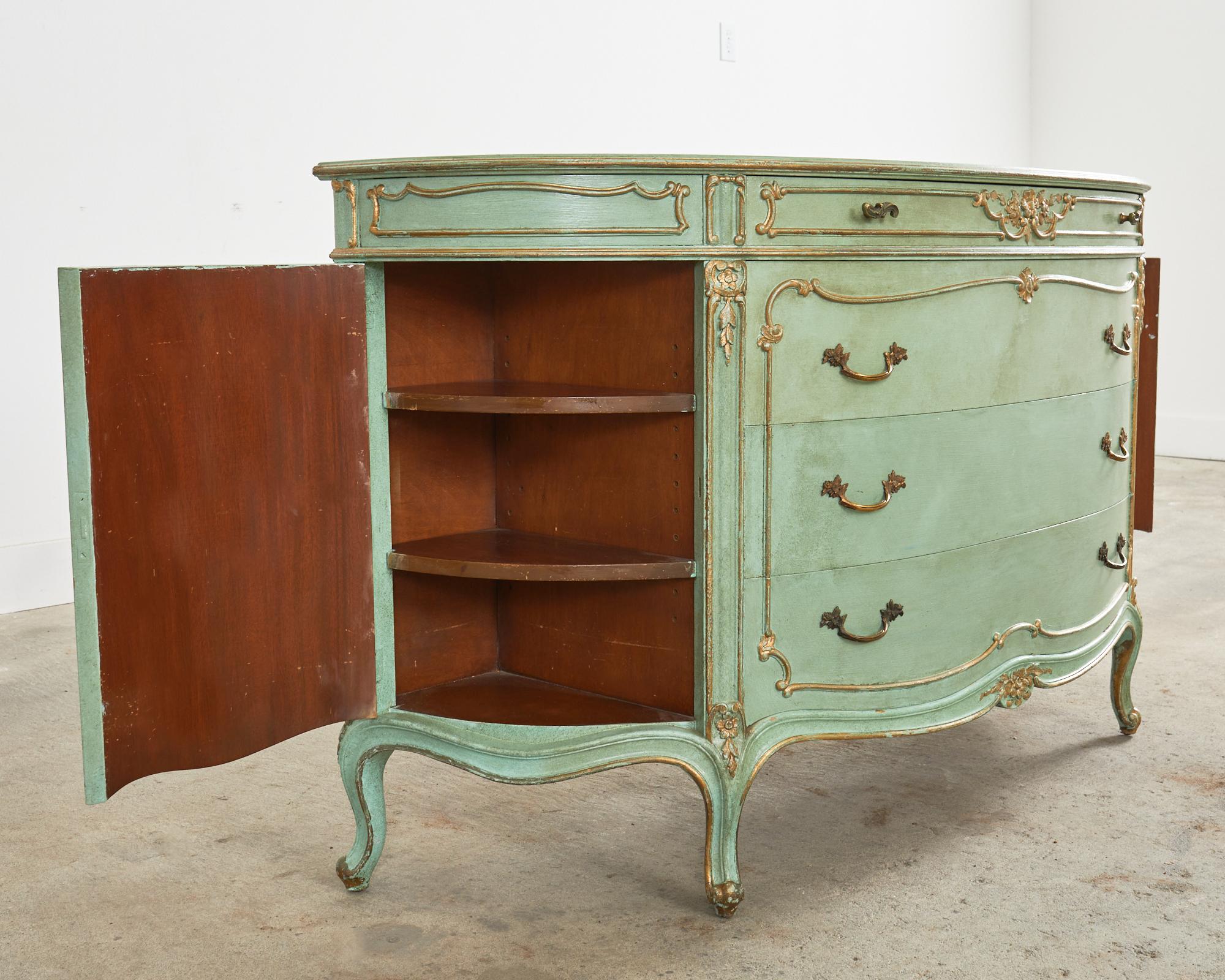 19th Century Louis XV Style Lacquered Bow Front Demilune Sideboard For Sale 6