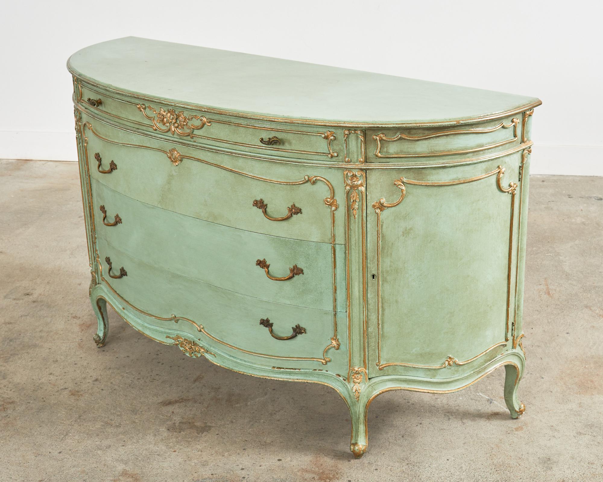 19th Century Louis XV Style Lacquered Bow Front Demilune Sideboard For Sale 11