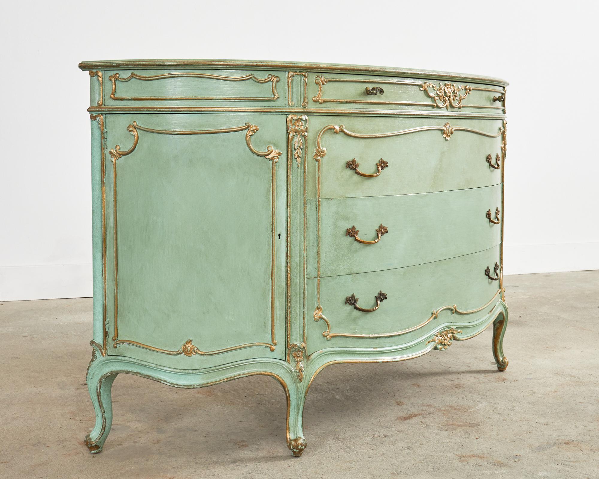 19th Century Louis XV Style Lacquered Bow Front Demilune Sideboard For Sale 3