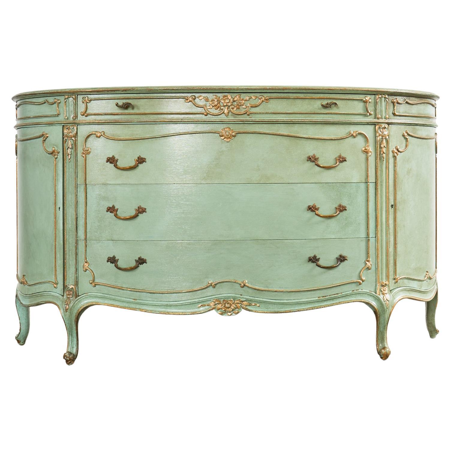 19th Century Louis XV Style Lacquered Bow Front Demilune Sideboard For Sale
