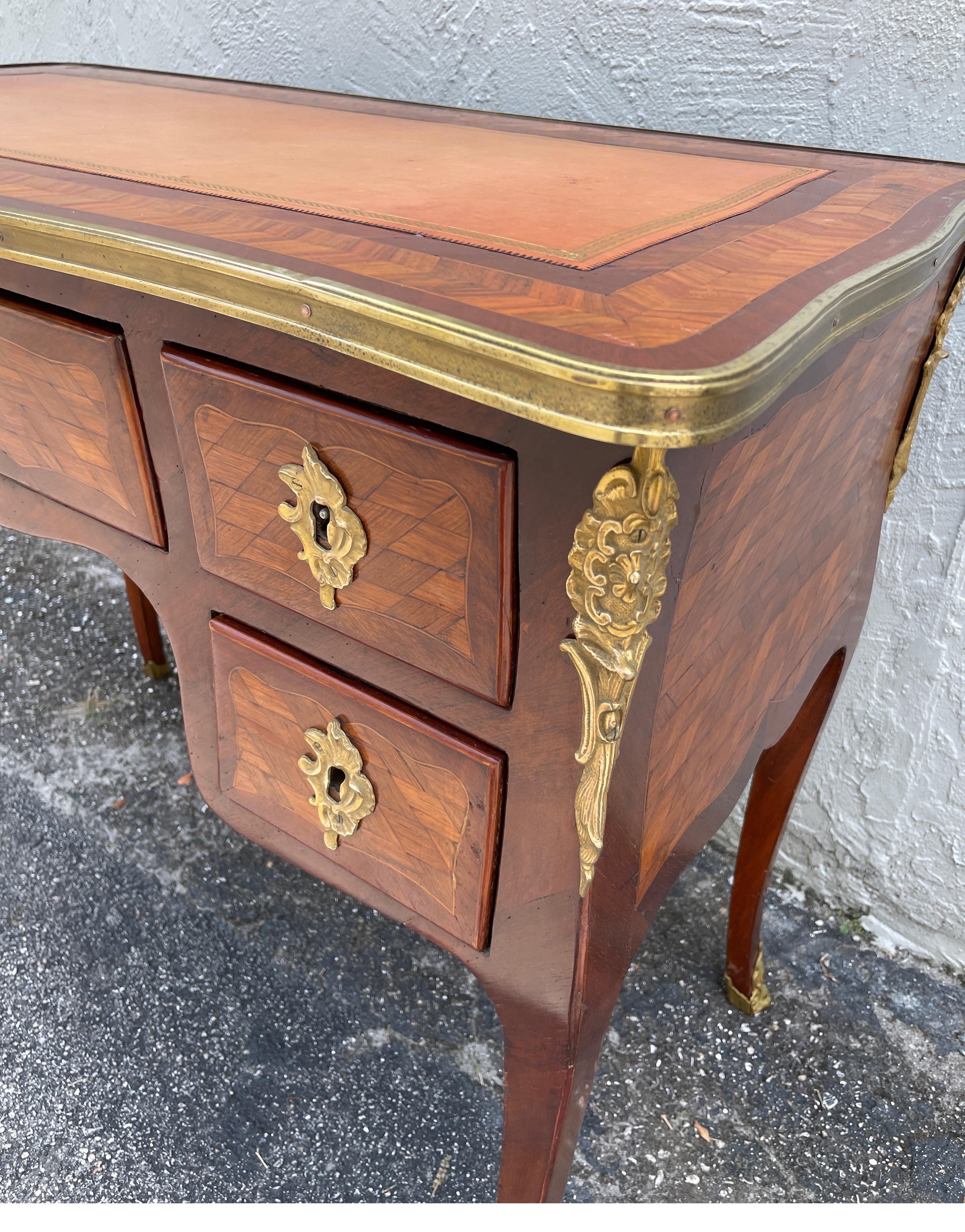 19th Century Louis XV Style Ladies French Marquetry Desk For Sale 12