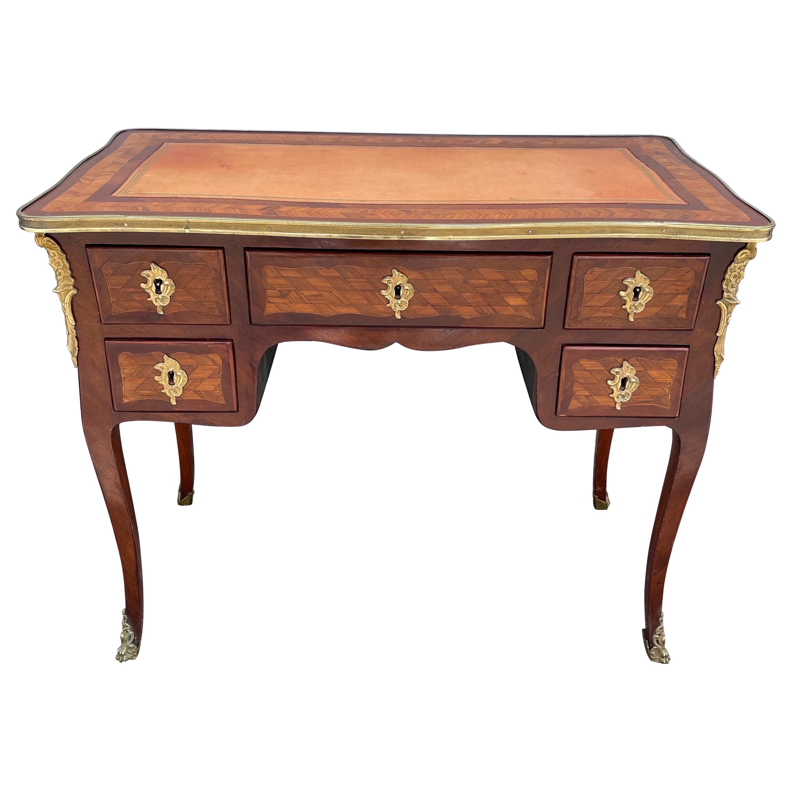 19th Century Louis XV Style Ladies French Marquetry Desk For Sale