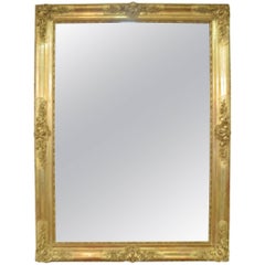 Antique 19th Century Louis XV Style Large Gilded Mirror with Carved Details