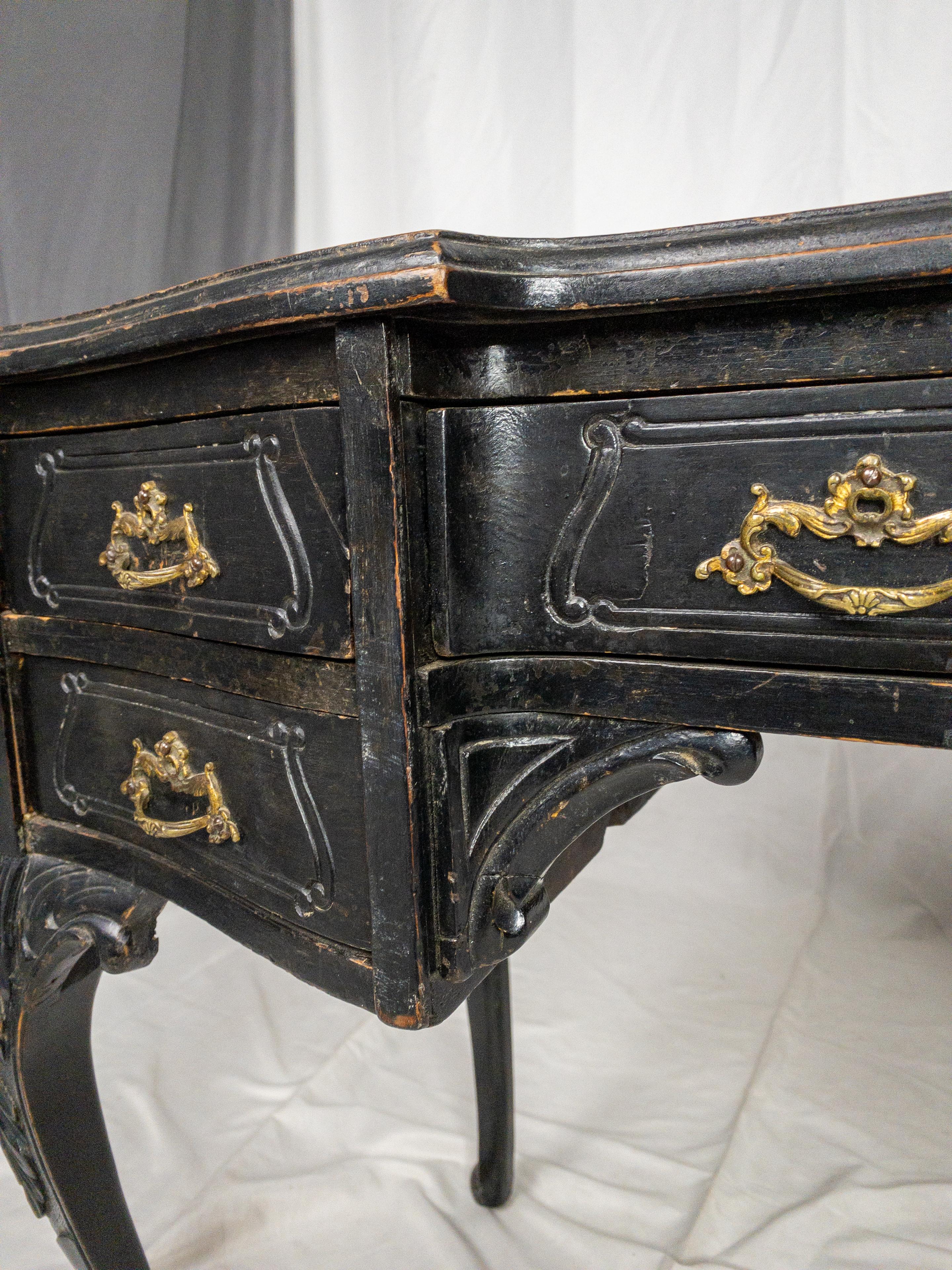 19th Century Louis XV Style Leather Top French Desk For Sale 8