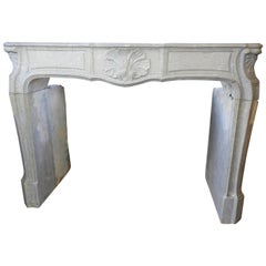19th Century Louis XV Style Louis 15th Fireplace in Grey French Limestone