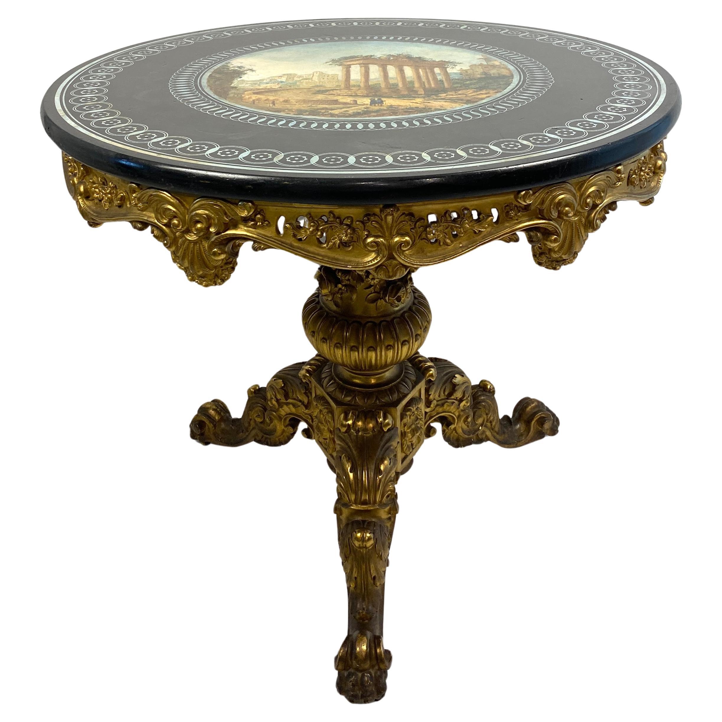 19. Jahrhundert Louis XV Stil Marmor & Giltwood Center Tisch Französisch Gueridon Tisch