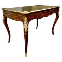 19th Century Louis XV-Style Marquetry Desk with Gilt Bronze Accents