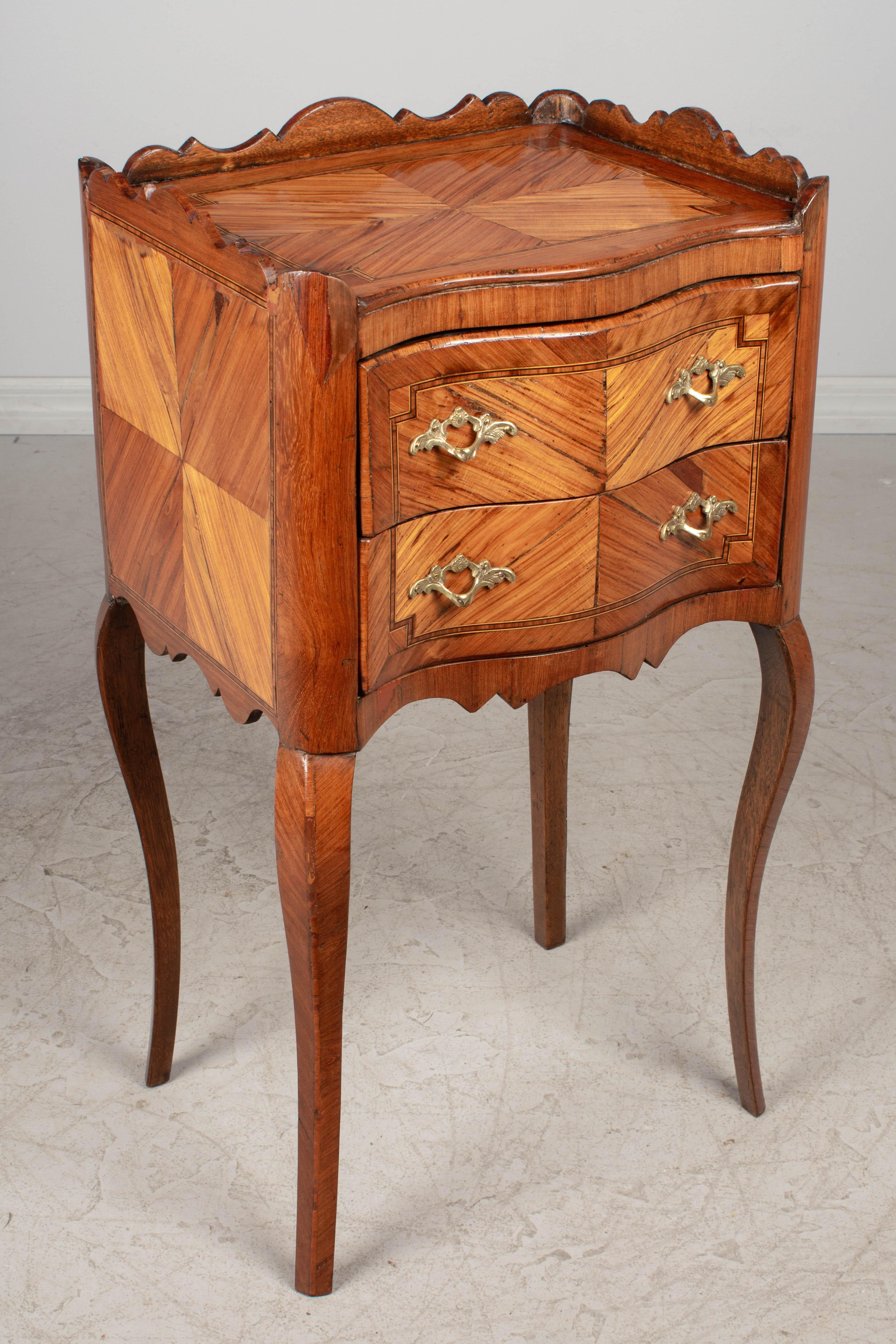 French 19th Century Louis XV Style Marquetry Side Table For Sale