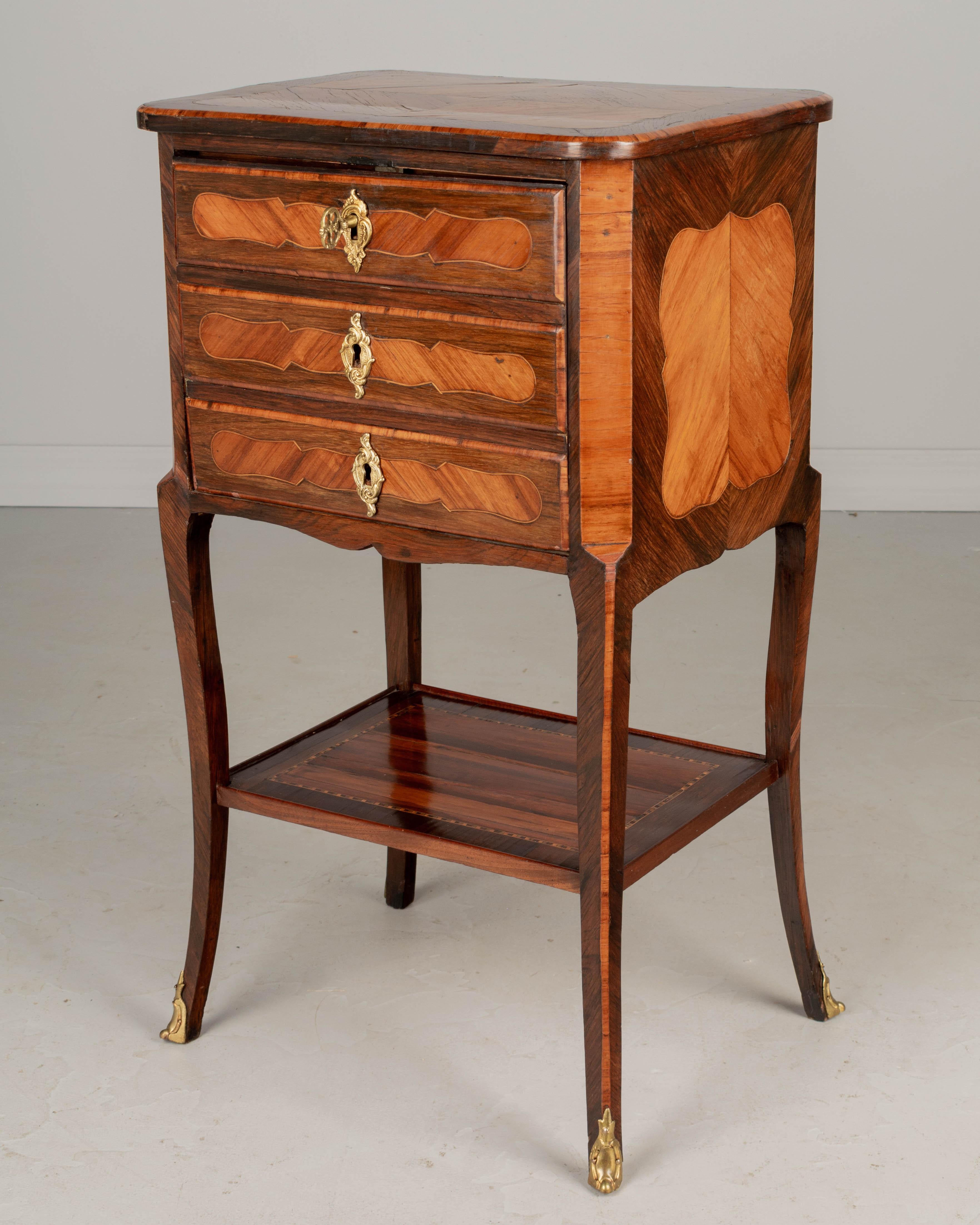 French 19th Century Louis XV Style Marquetry Side Table For Sale