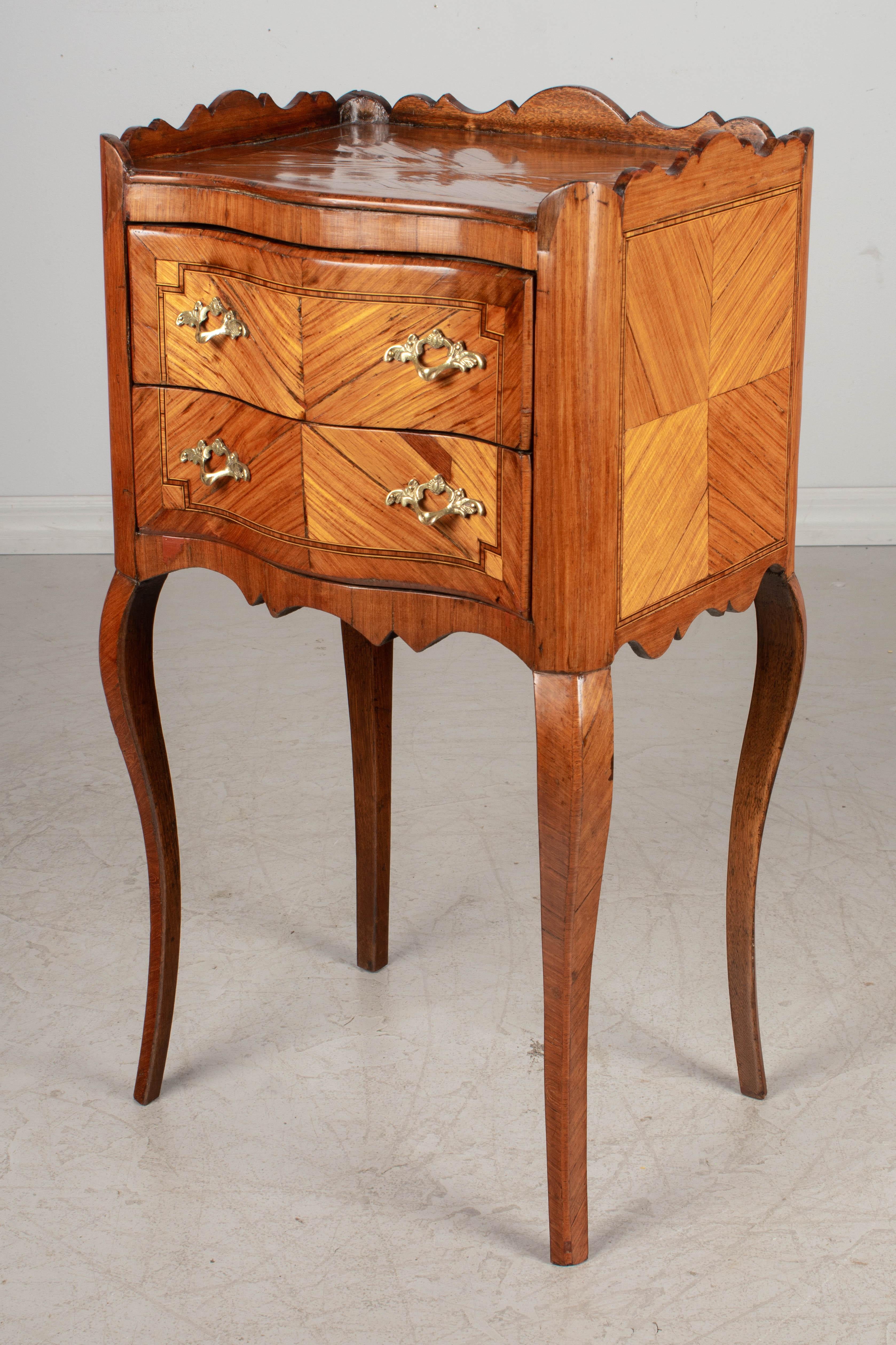 Cast 19th Century Louis XV Style Marquetry Side Table For Sale