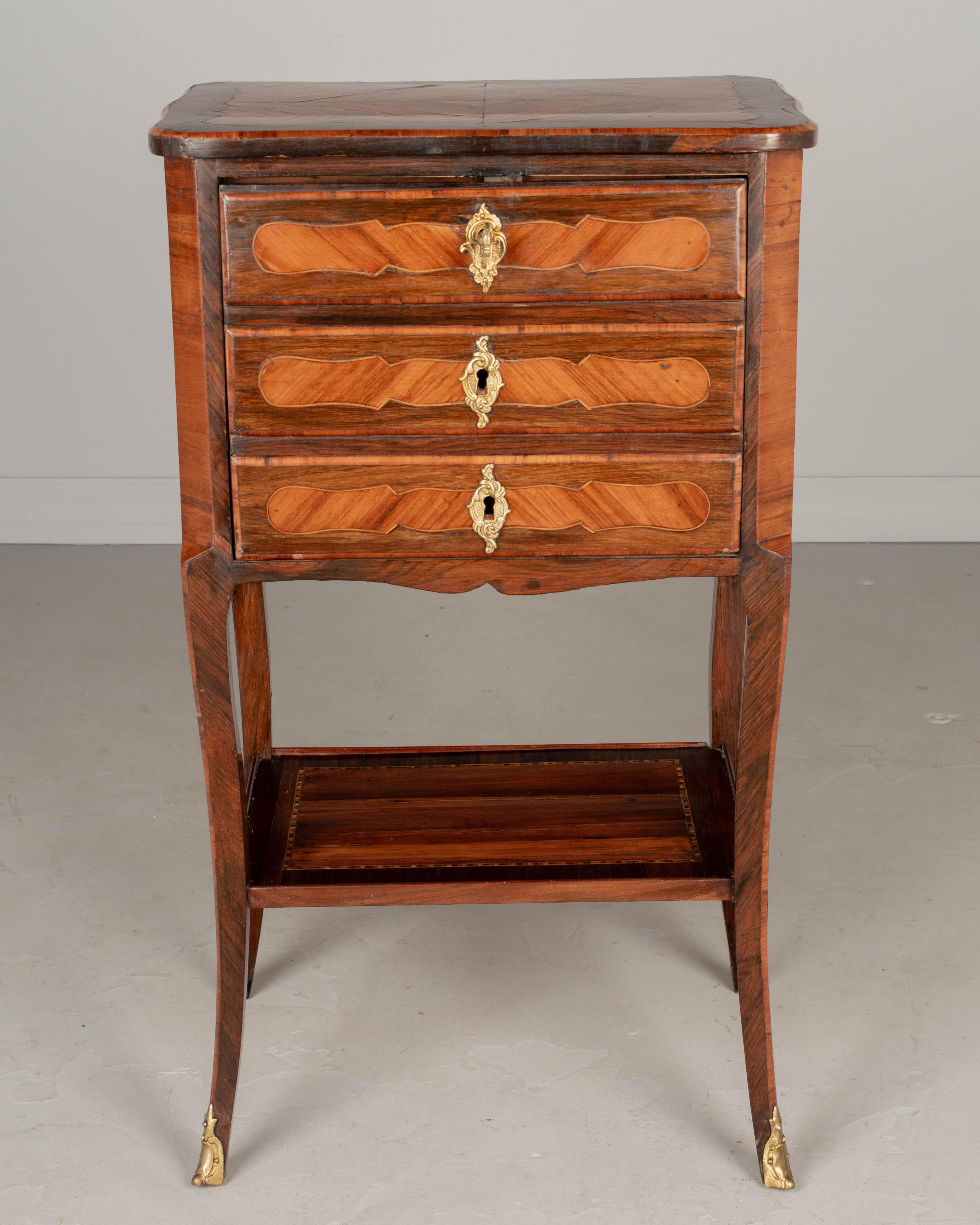 Cast 19th Century Louis XV Style Marquetry Side Table For Sale