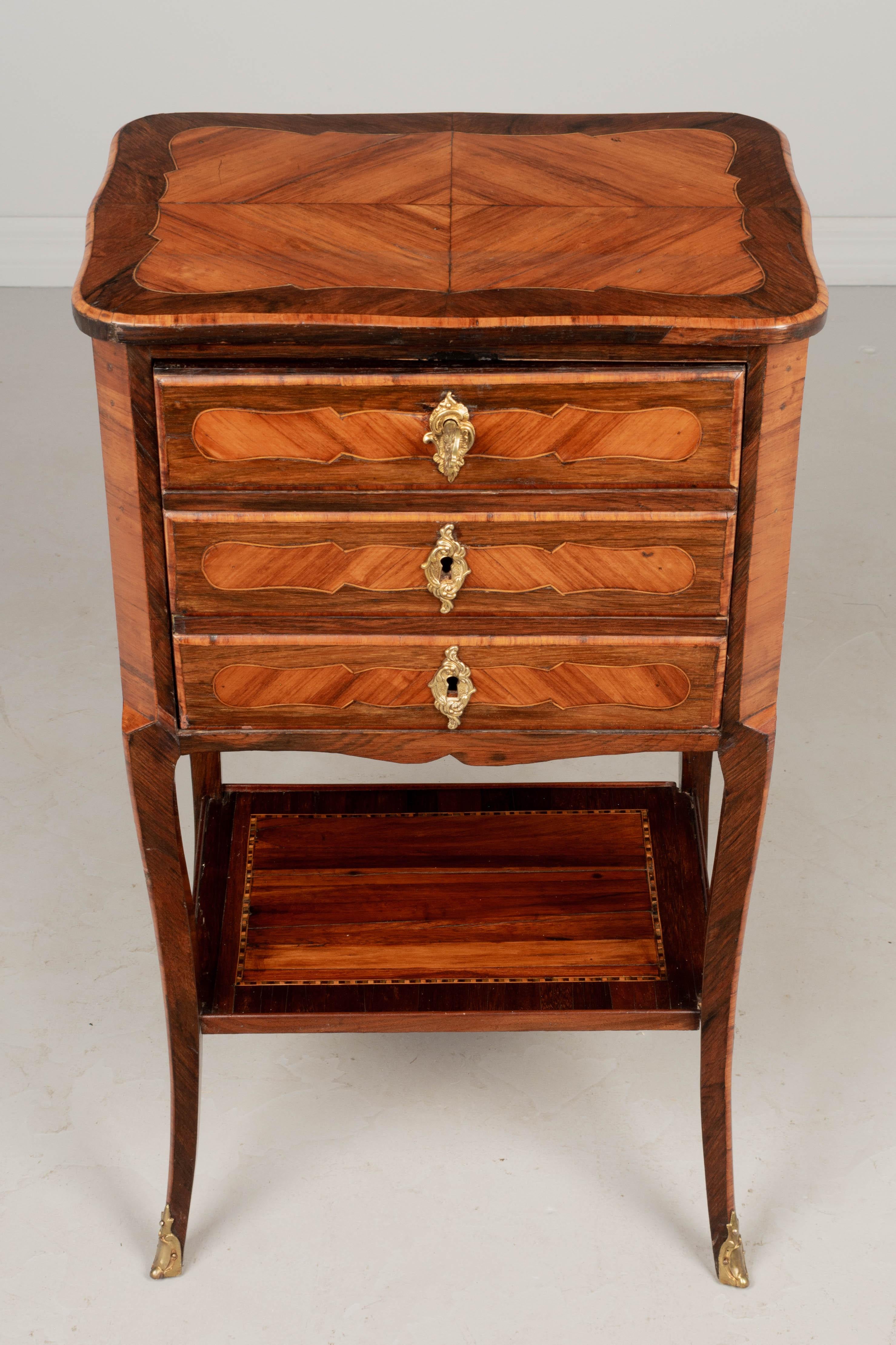19th Century Louis XV Style Marquetry Side Table For Sale 3