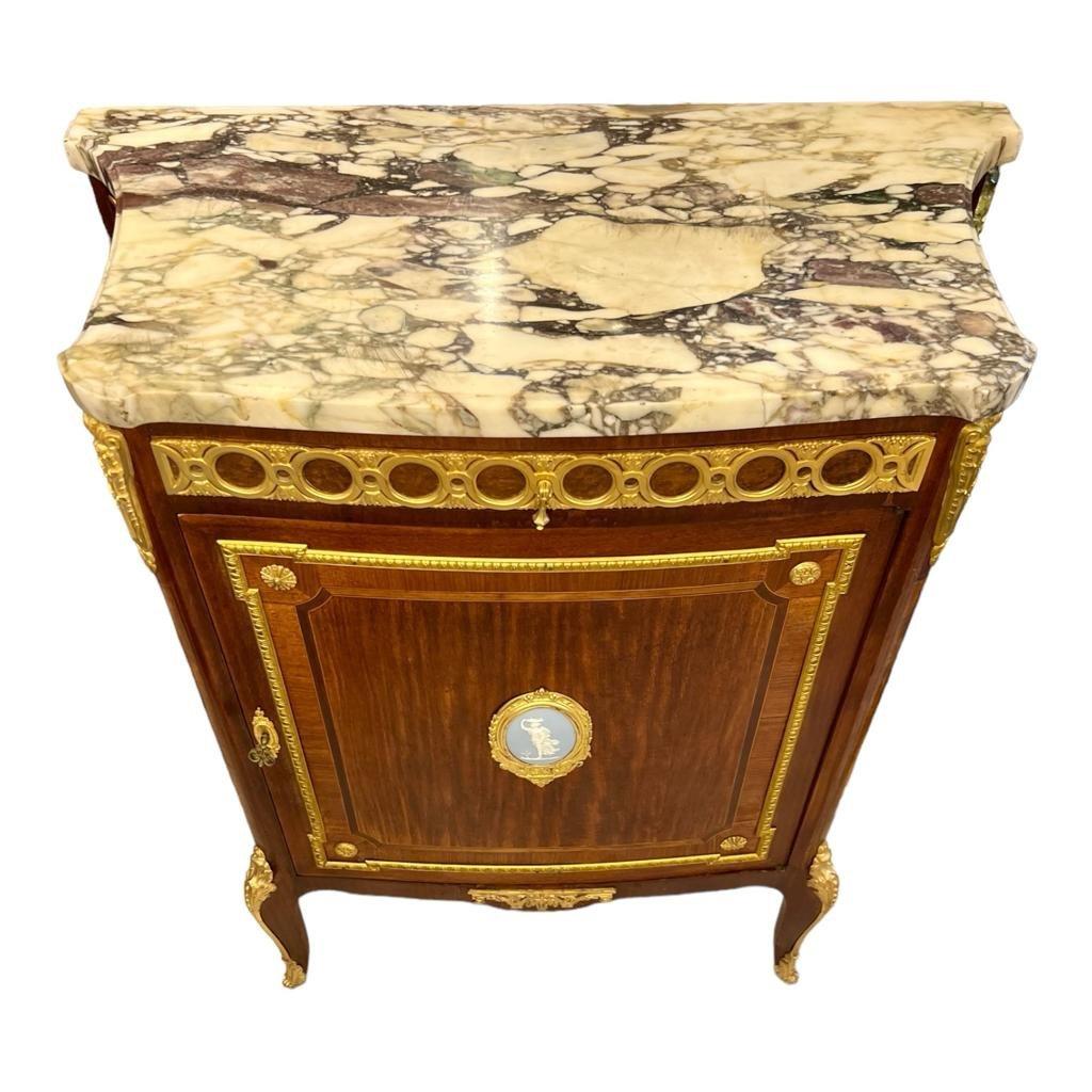 French 19th Century Louis XV-Style Marquetry Sideboard with a Wedgwood Plaque For Sale