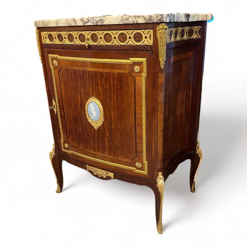 19th Century Louis XV-Style Marquetry Sideboard with a Wedgwood Plaque For Sale 1